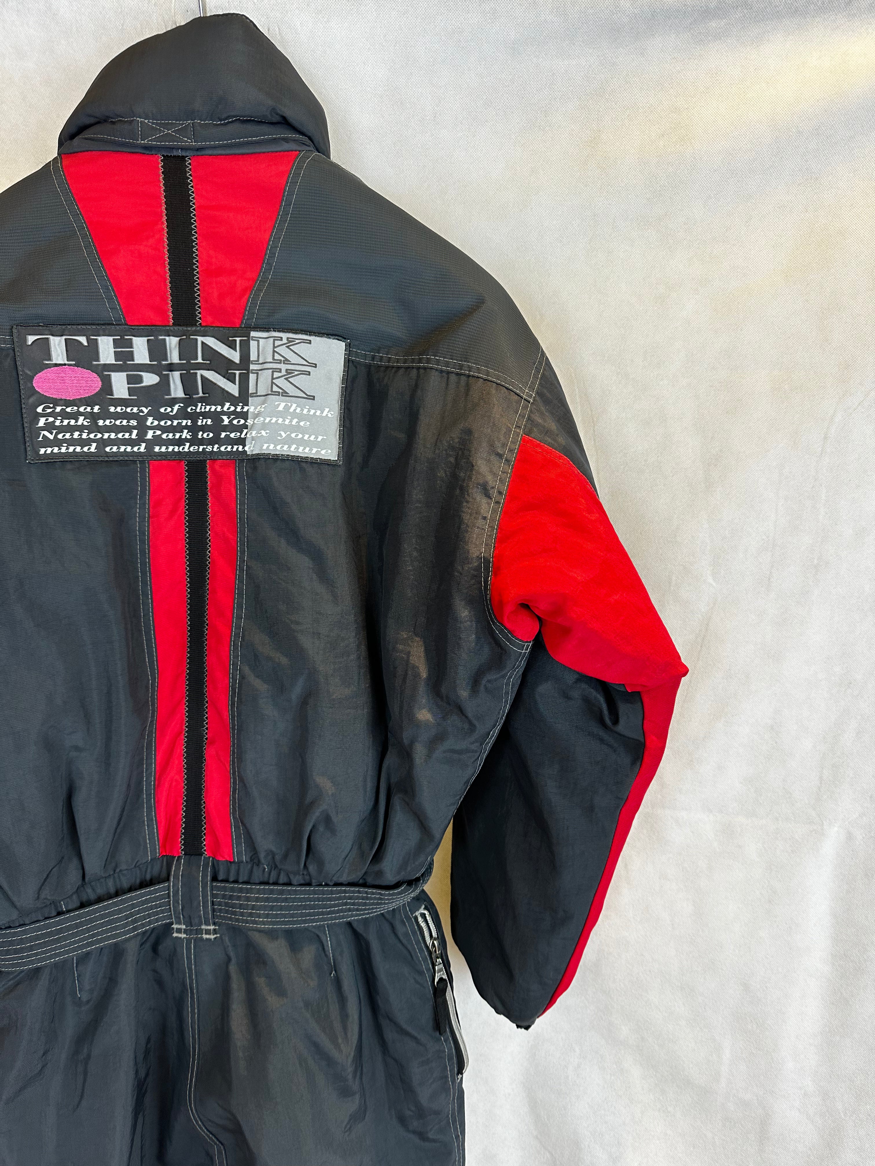 Vintage Skioverall von pink point in schwarz in L