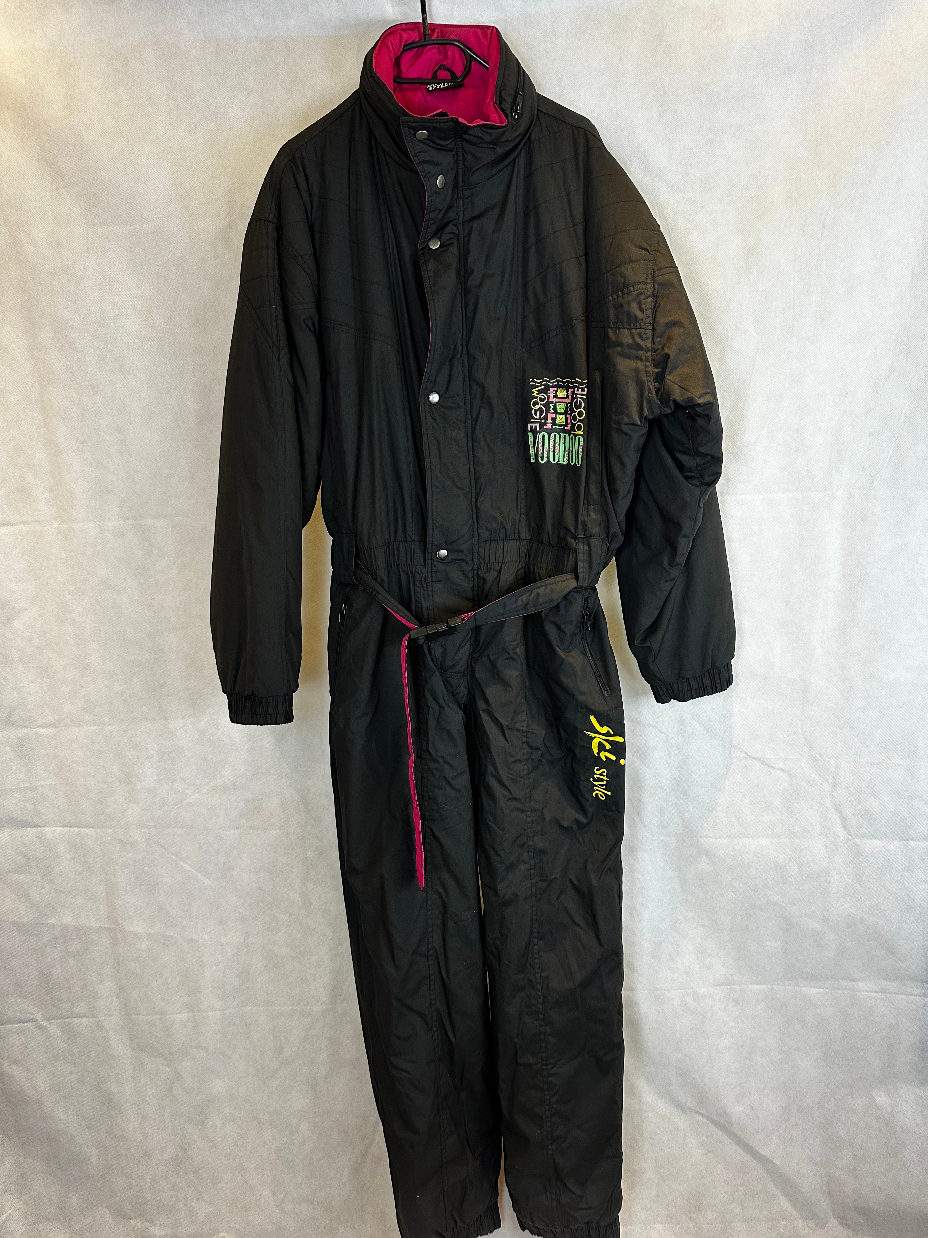 Vintage Skioverall von Ski Style in schwarz in L