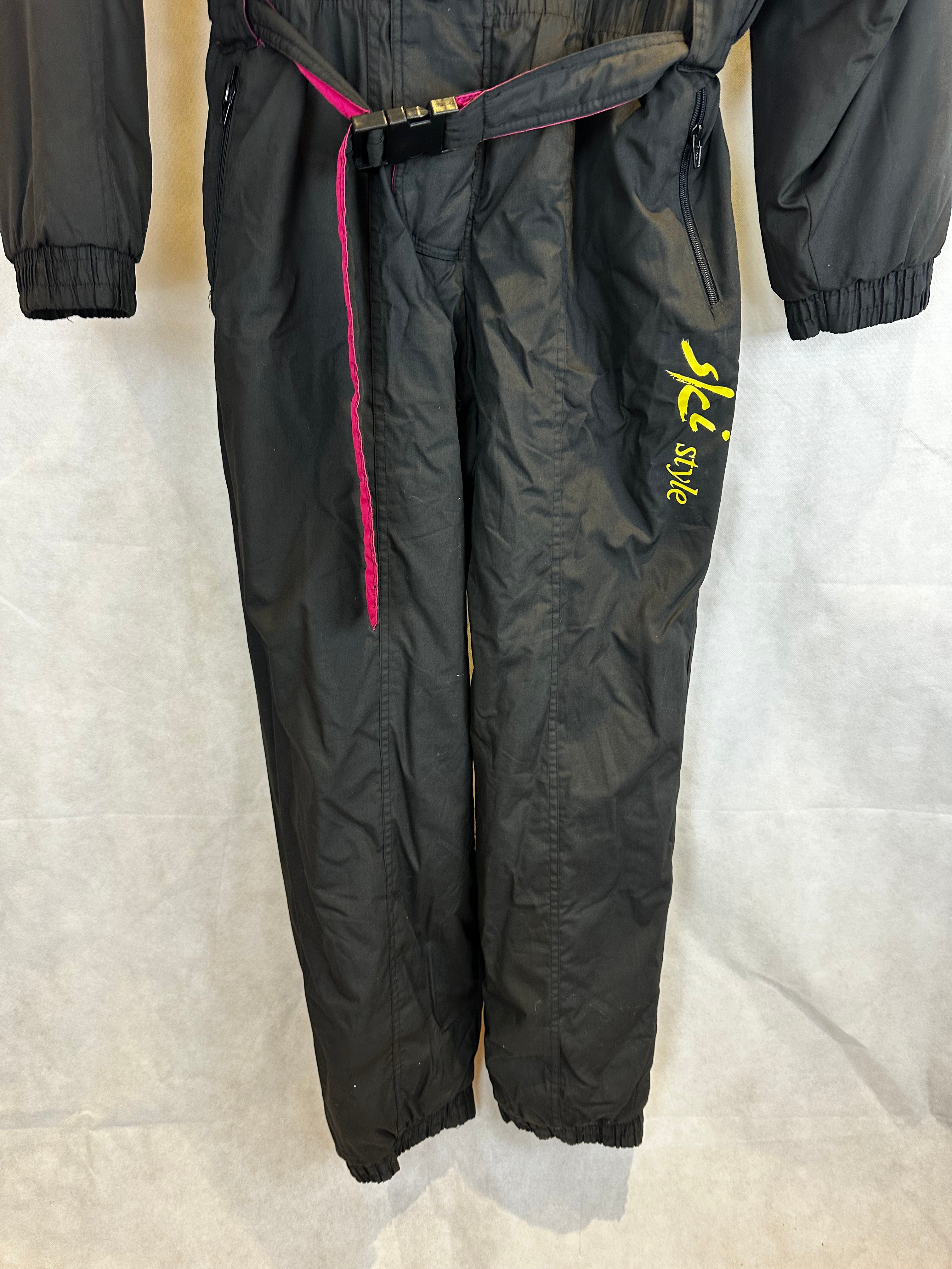 Vintage Skioverall von Ski Style in schwarz in L