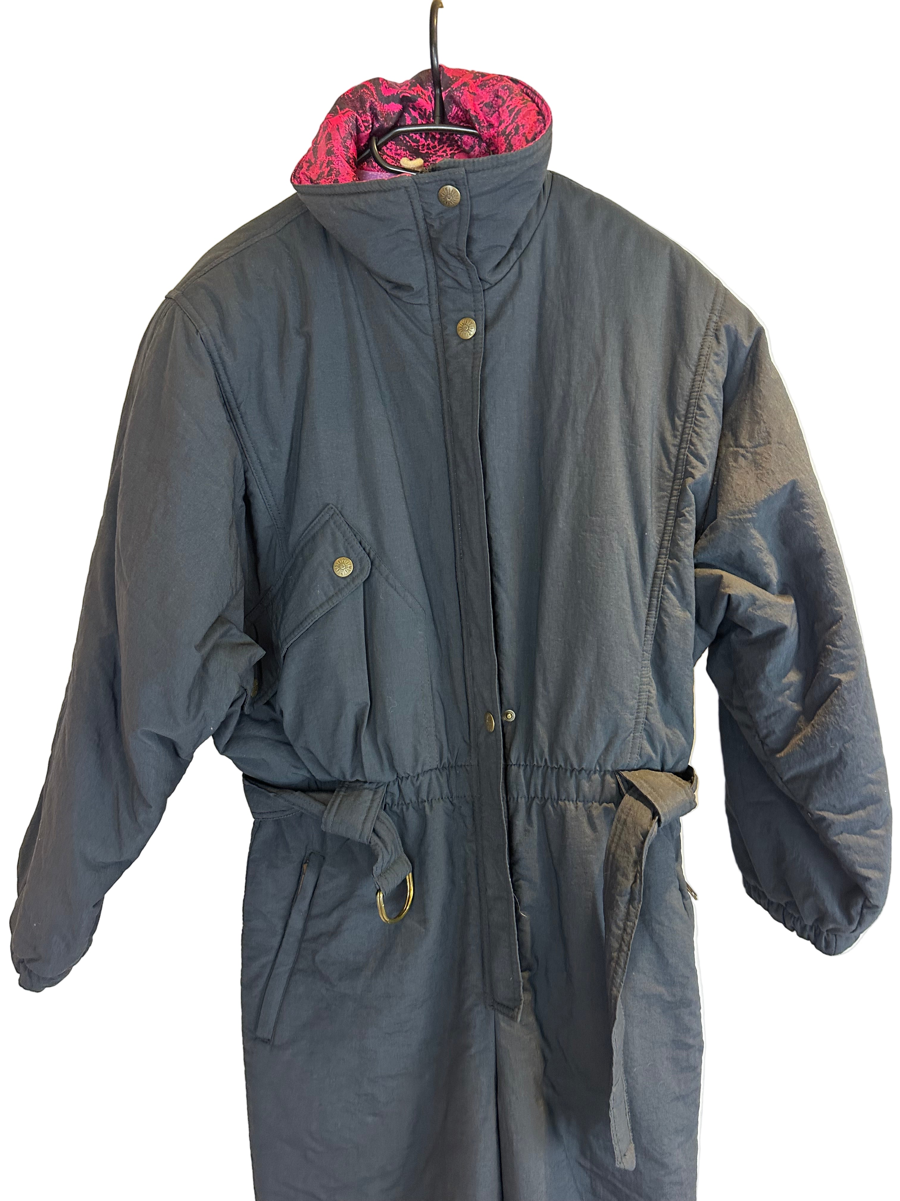 Vintage Skioverall in schwarz in S/M