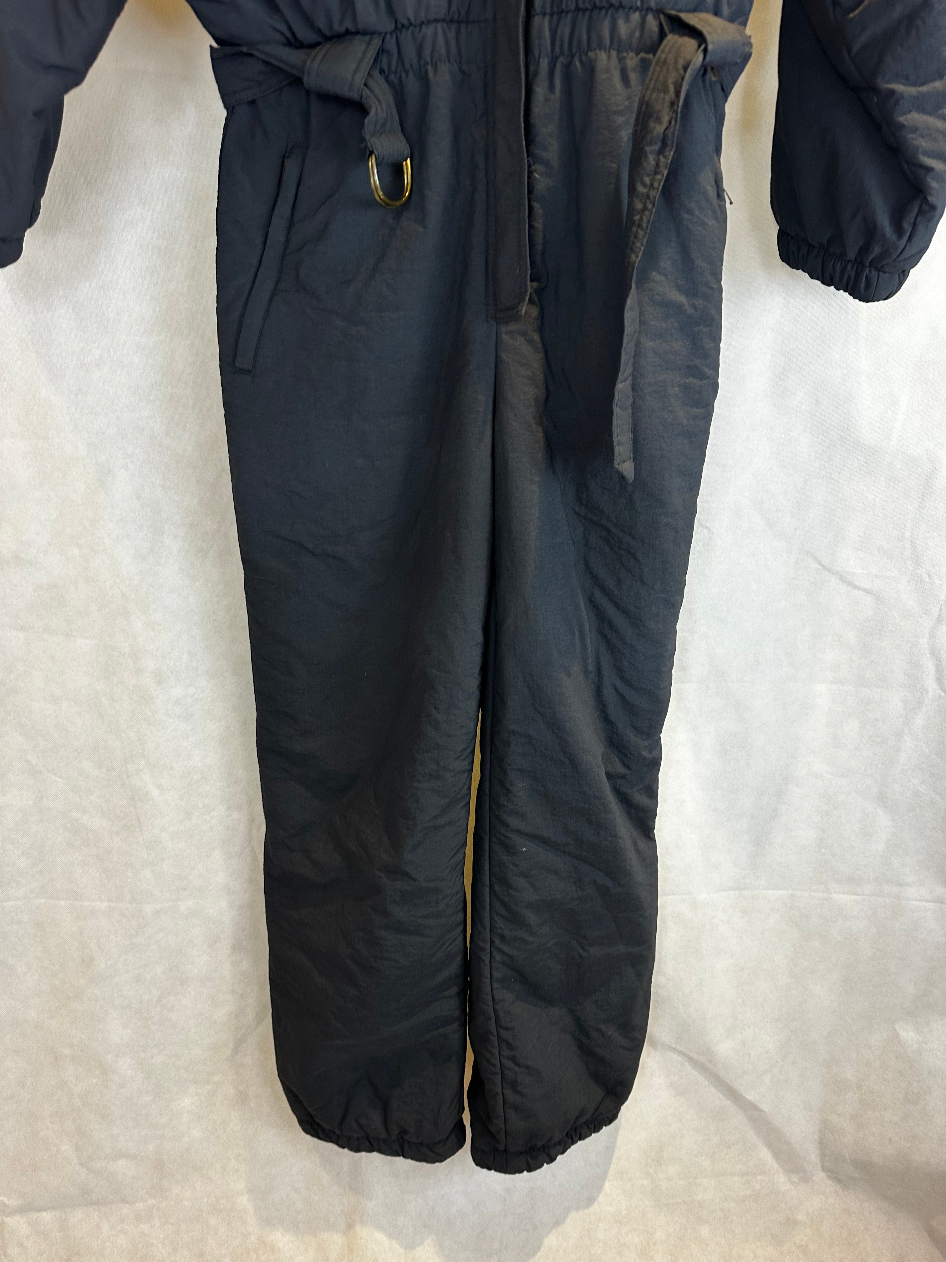 Vintage Skioverall in schwarz in S/M
