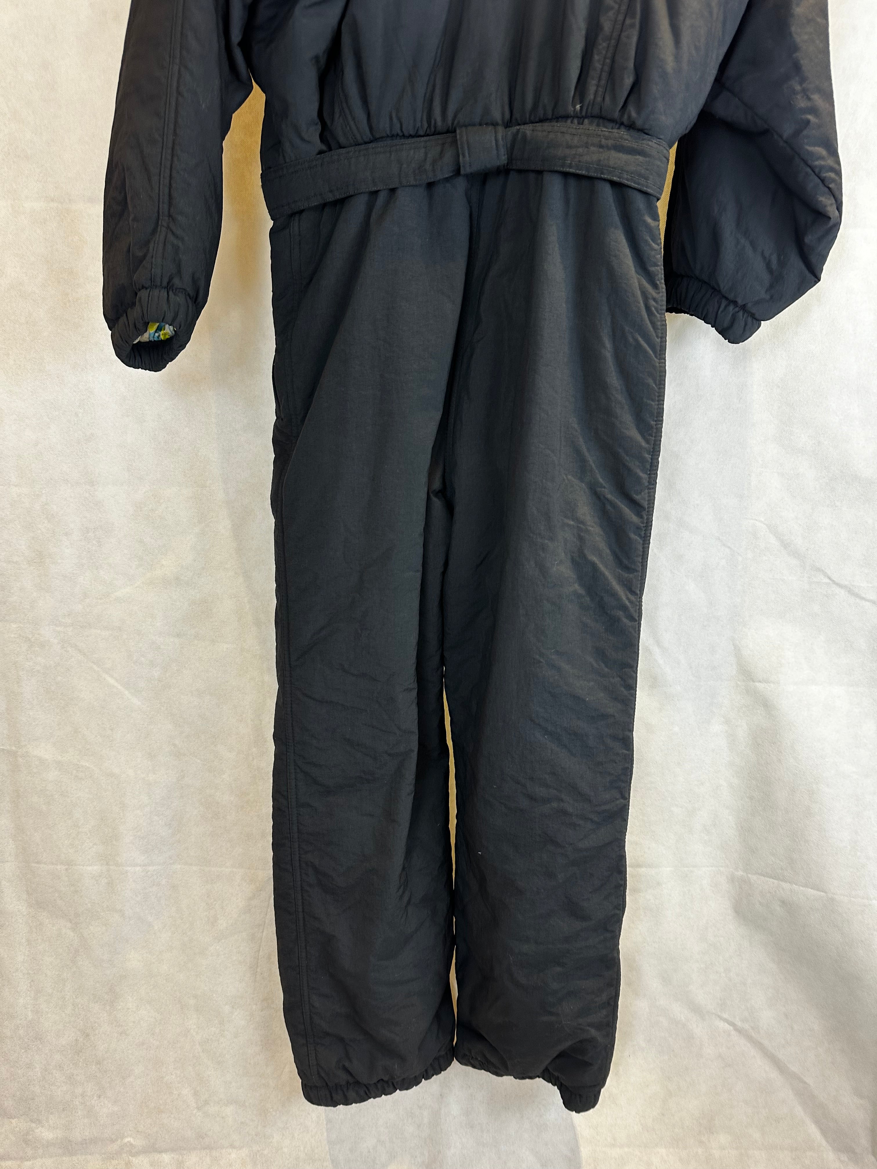 Vintage Skioverall in schwarz in S/M