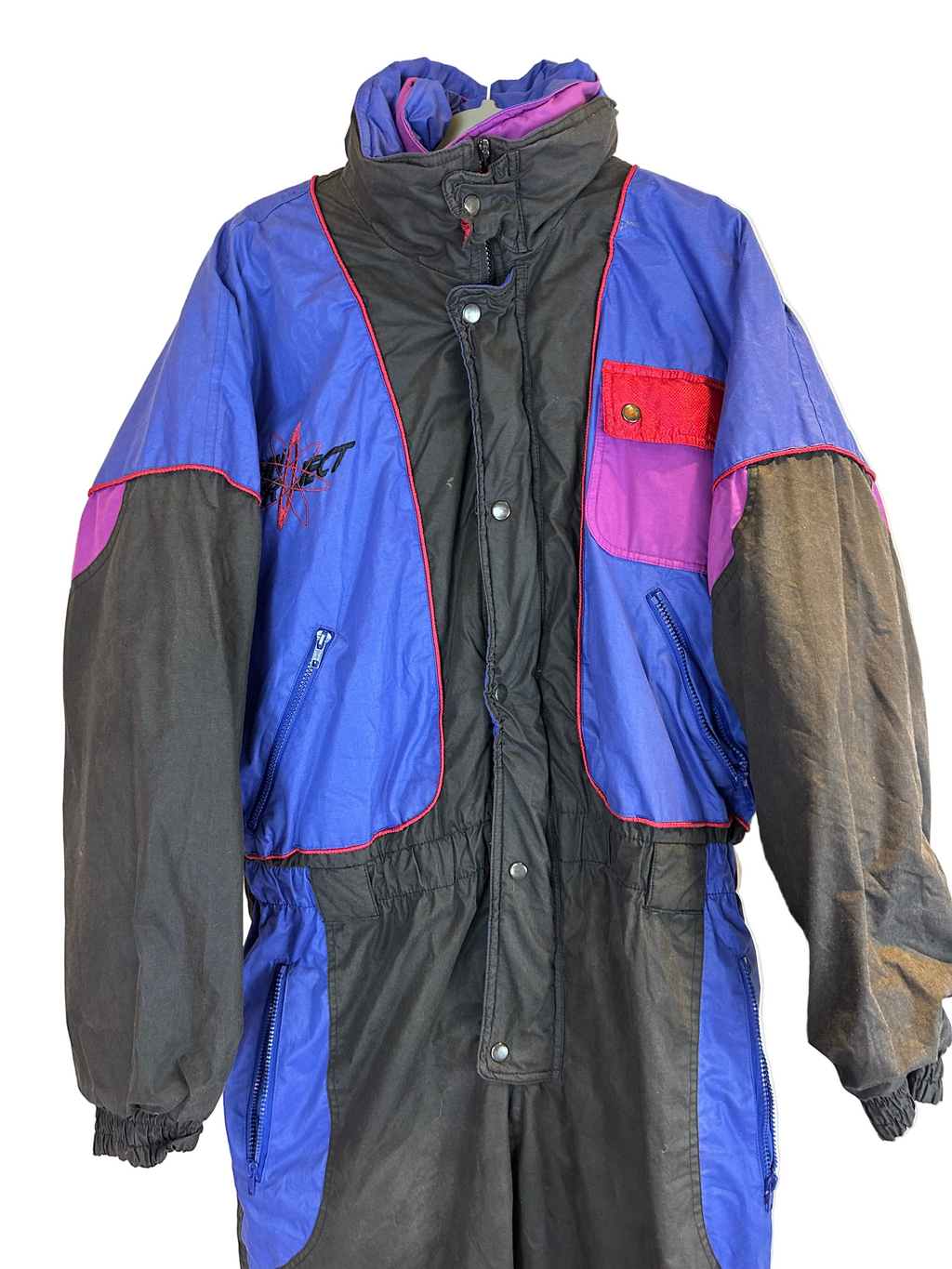 Vintage Skioverall in schwarz/blau in L