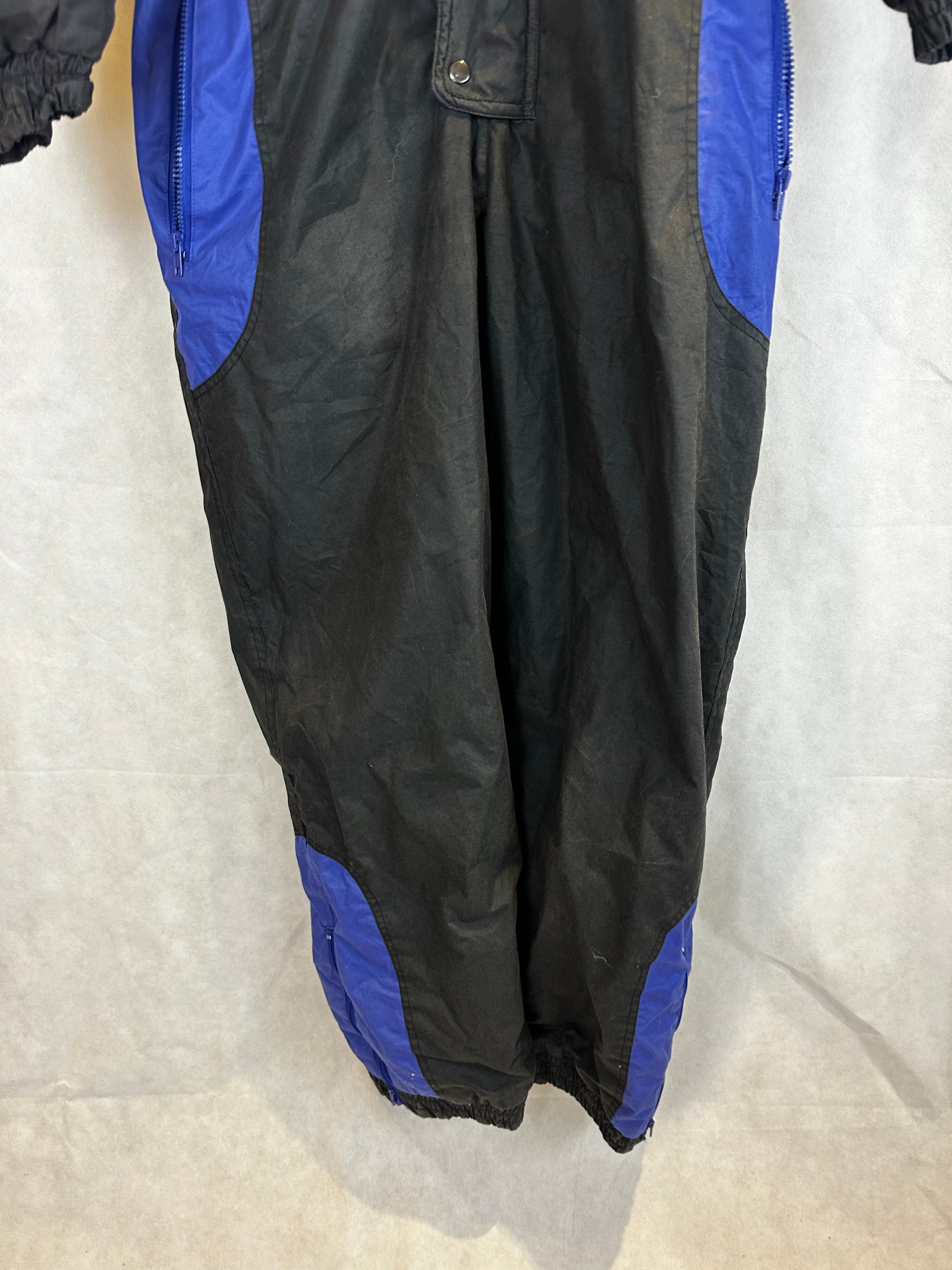 Vintage Skioverall in schwarz/blau in L