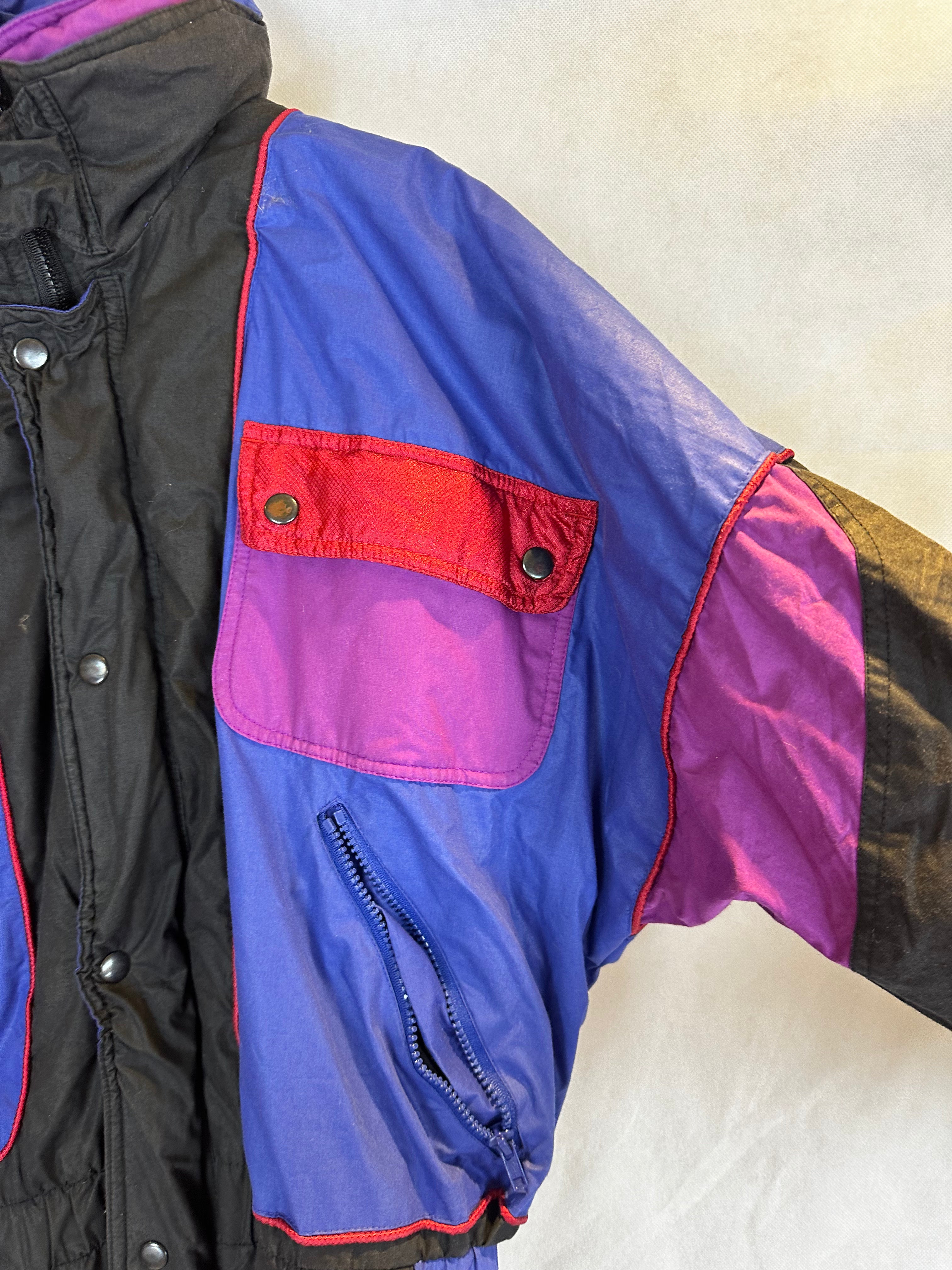 Vintage Skioverall in schwarz/blau in L