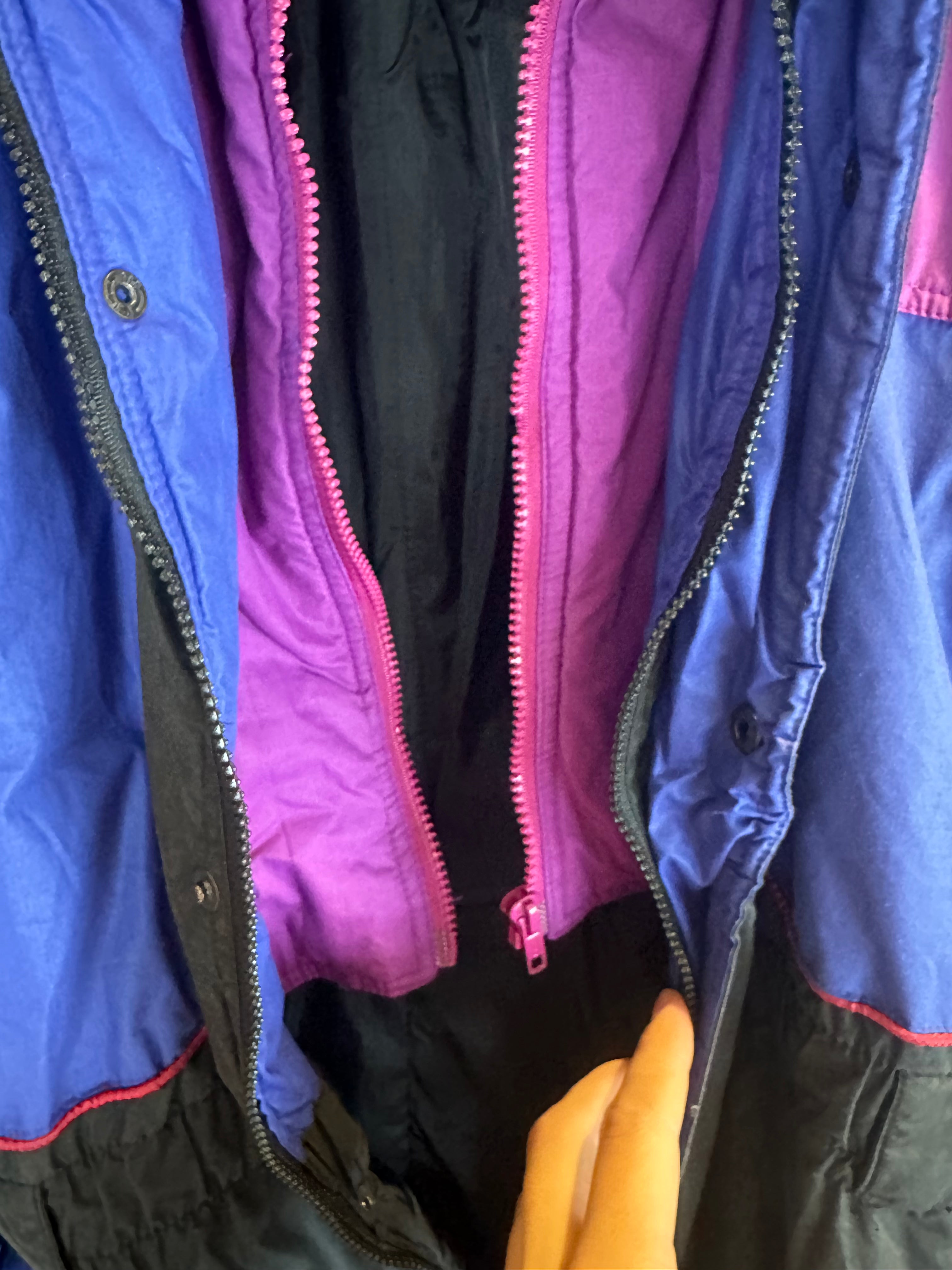 Vintage Skioverall in schwarz/blau in L