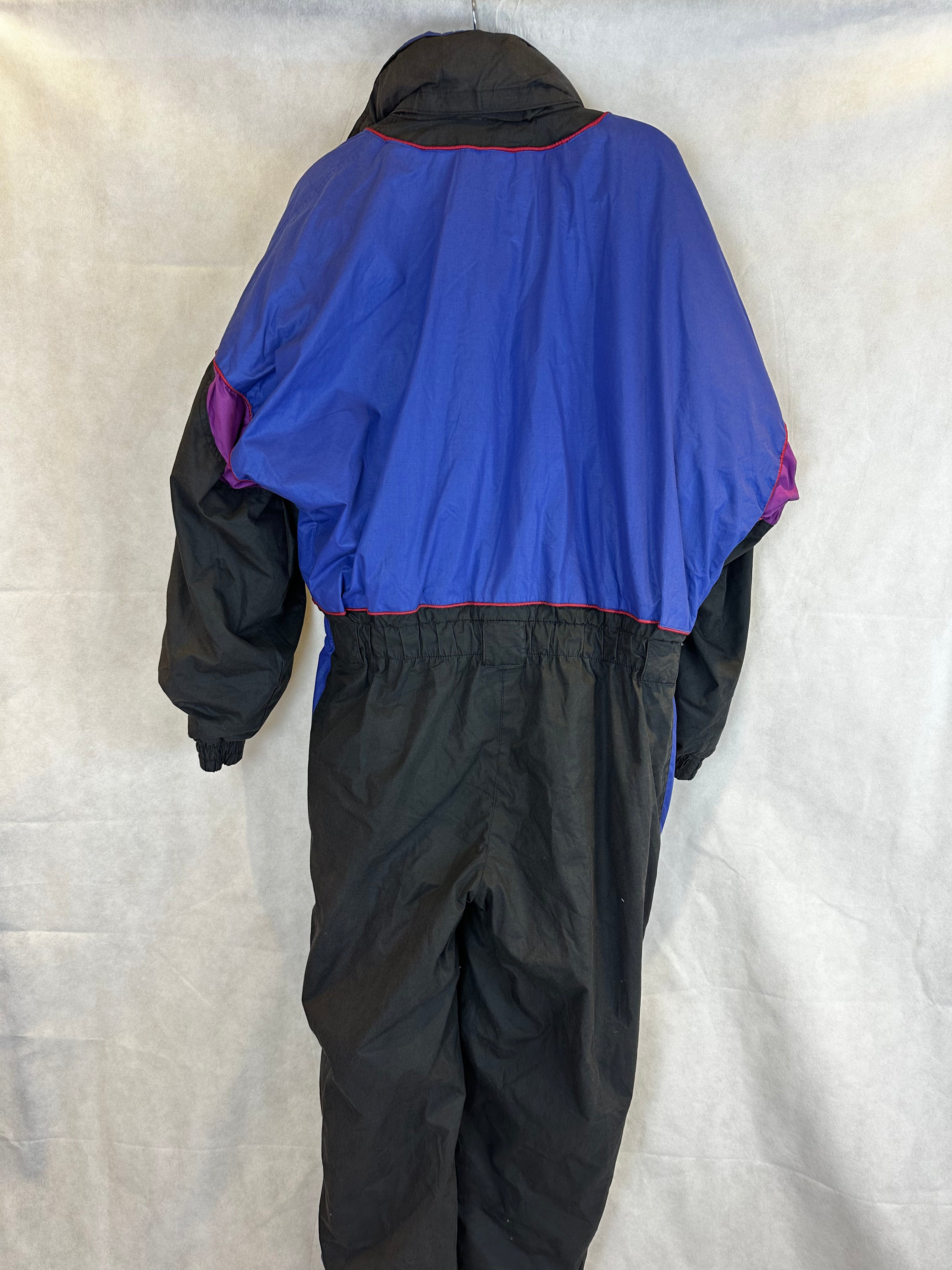 Vintage Skioverall in schwarz/blau in L