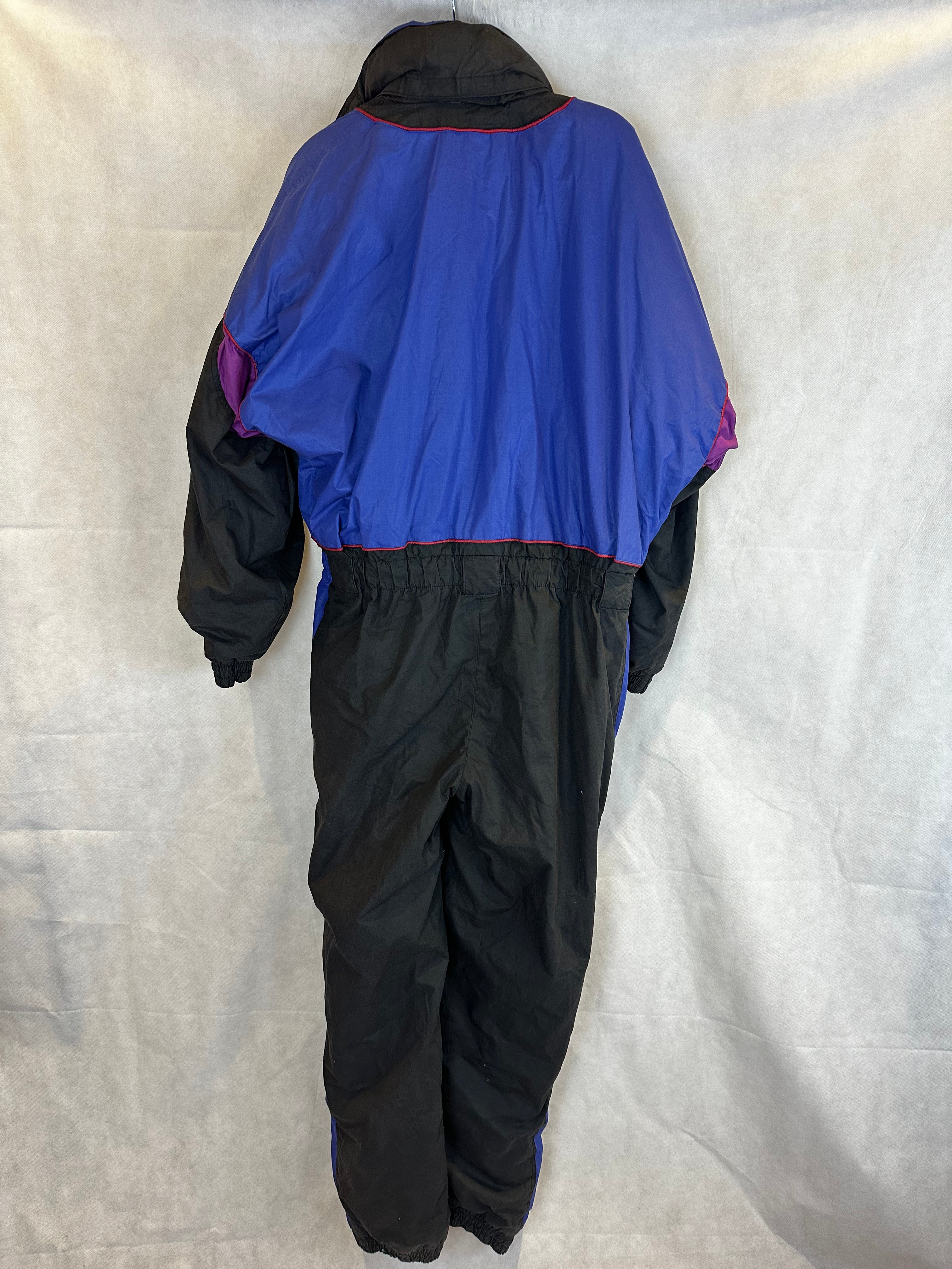 Vintage Skioverall in schwarz/blau in L