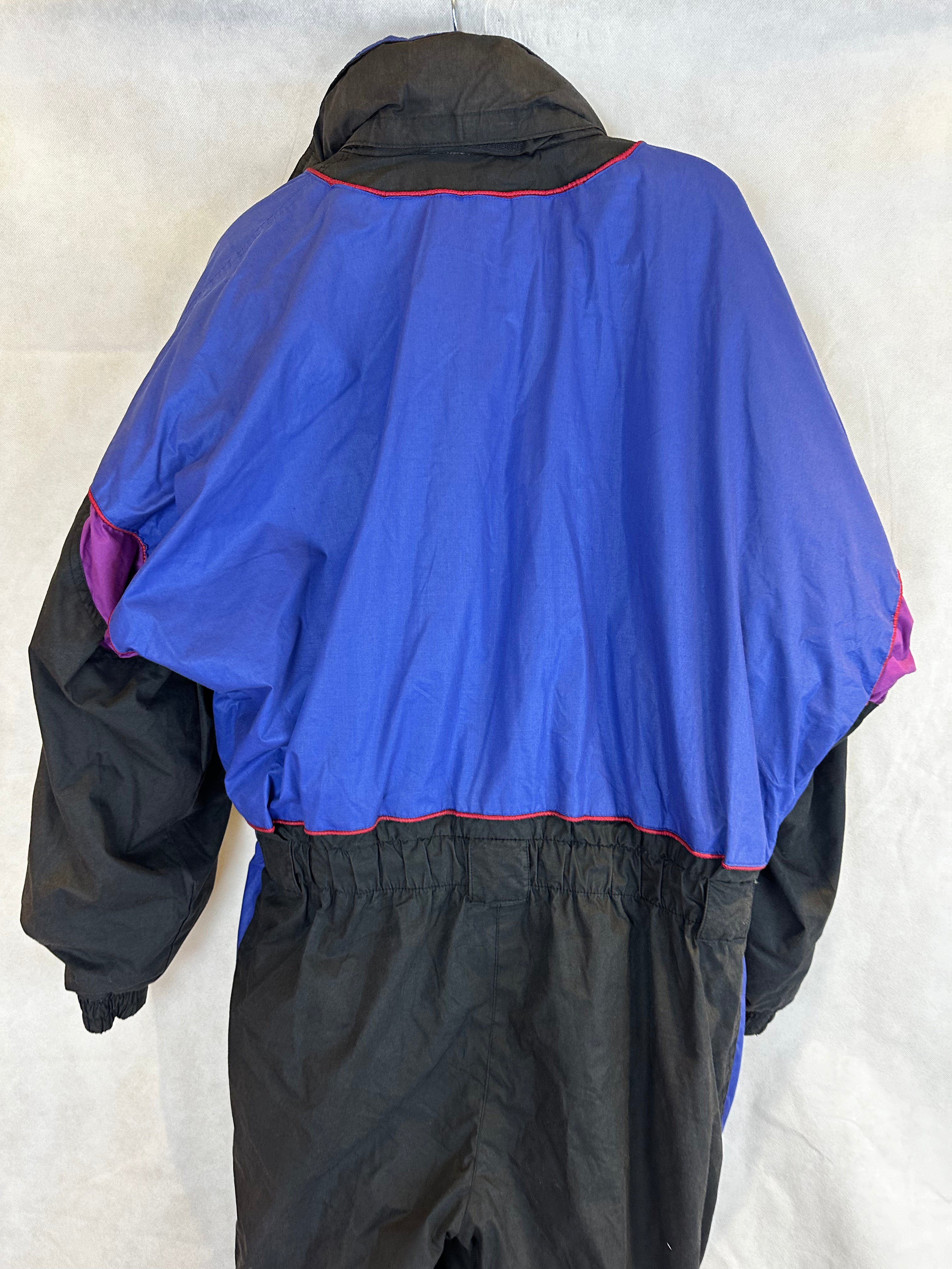 Vintage Skioverall in schwarz/blau in L