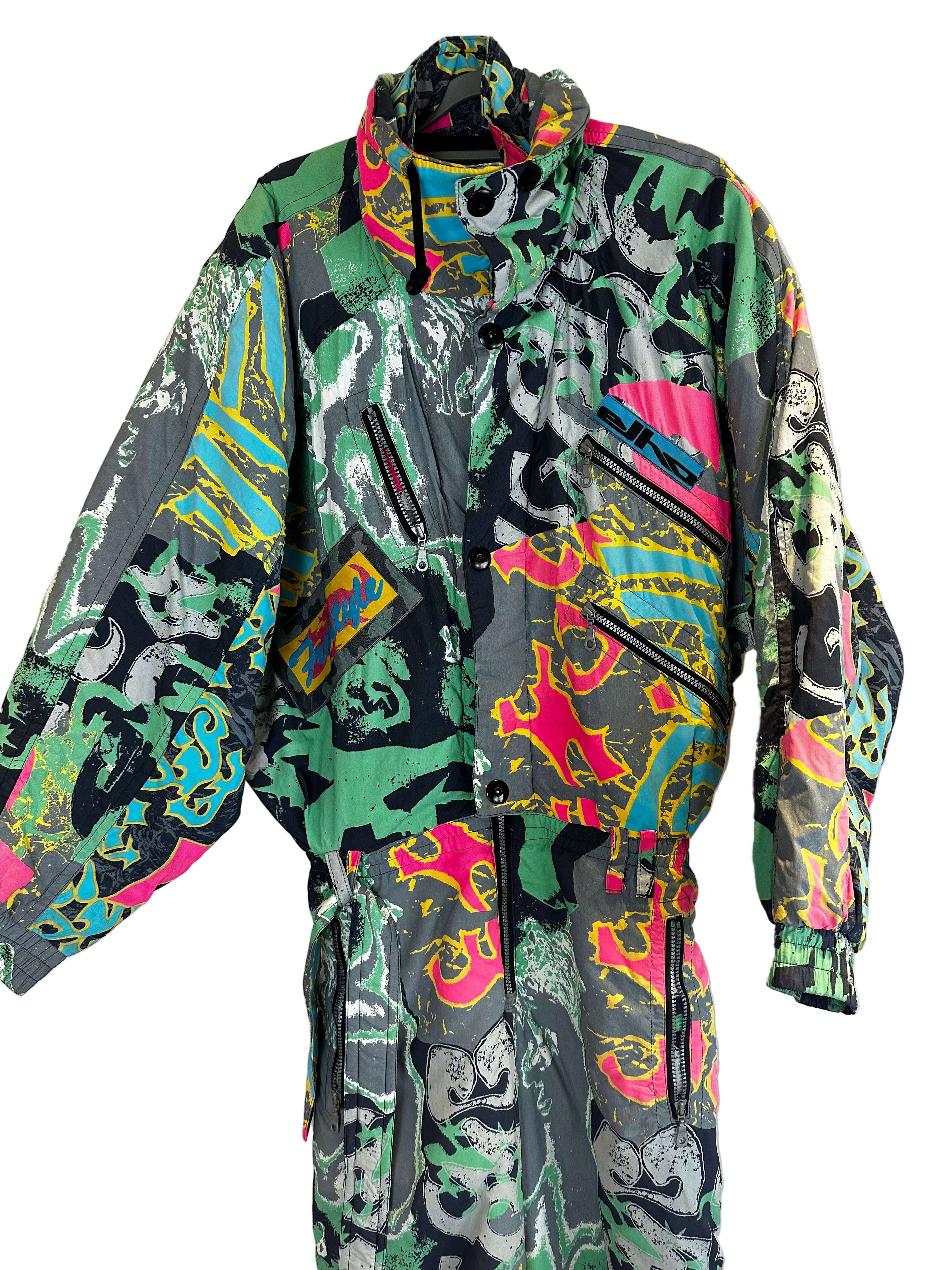 Vintage Skioverall von Elho in bunt in L
