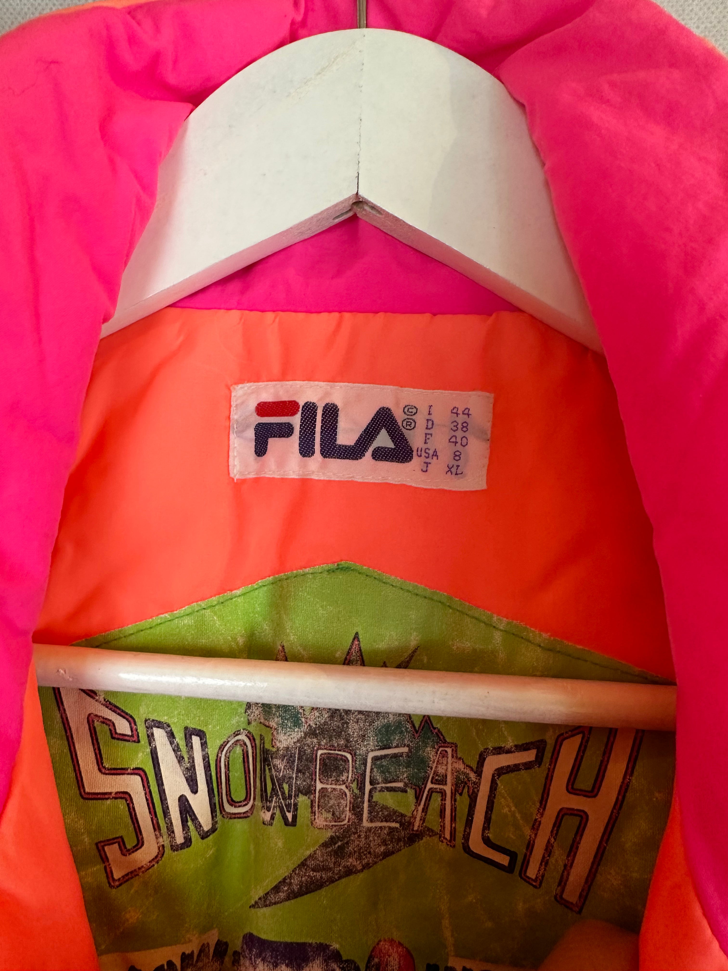 Vintage Skioverall von FILA in rosa/orange in S/M