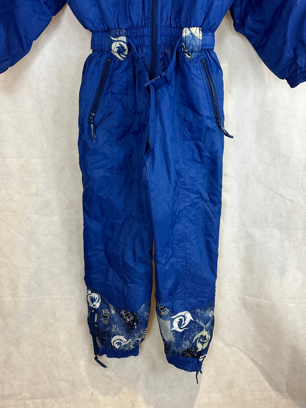 Vintage Skioverall in blau mit muster