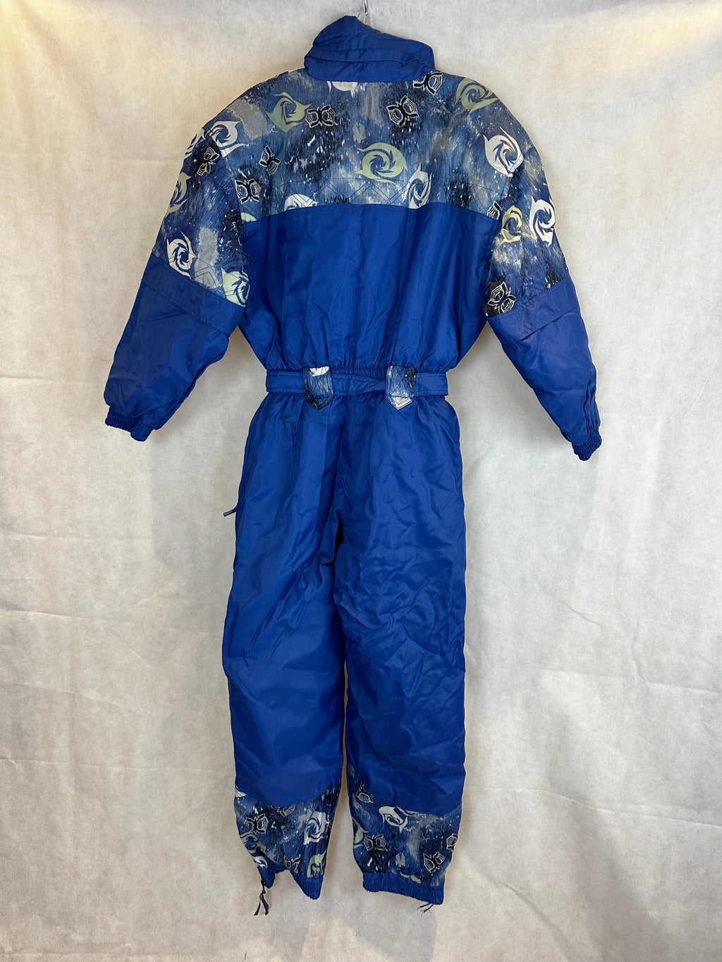 Vintage Skioverall in blau mit muster