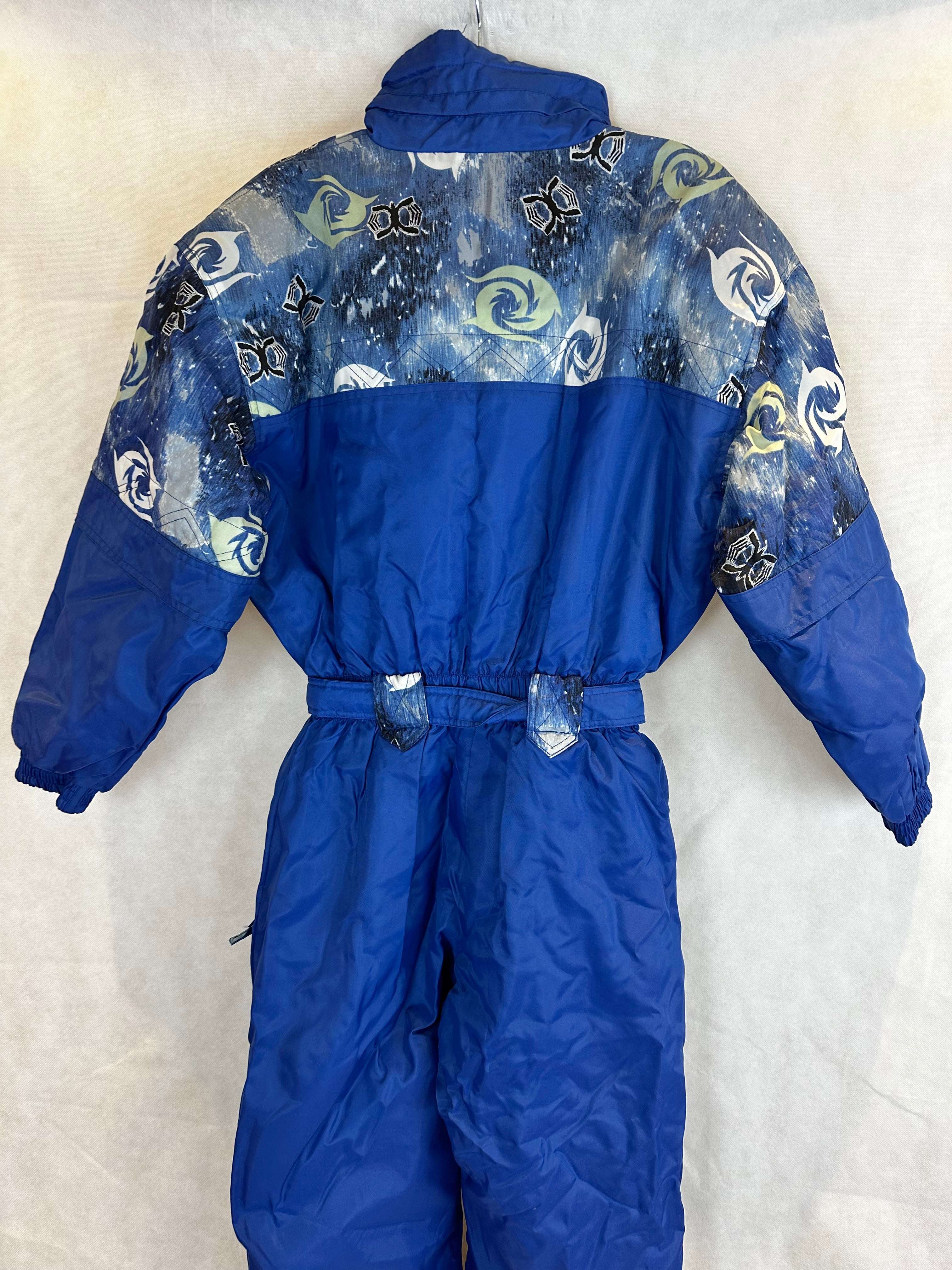 Vintage Skioverall in blau mit muster