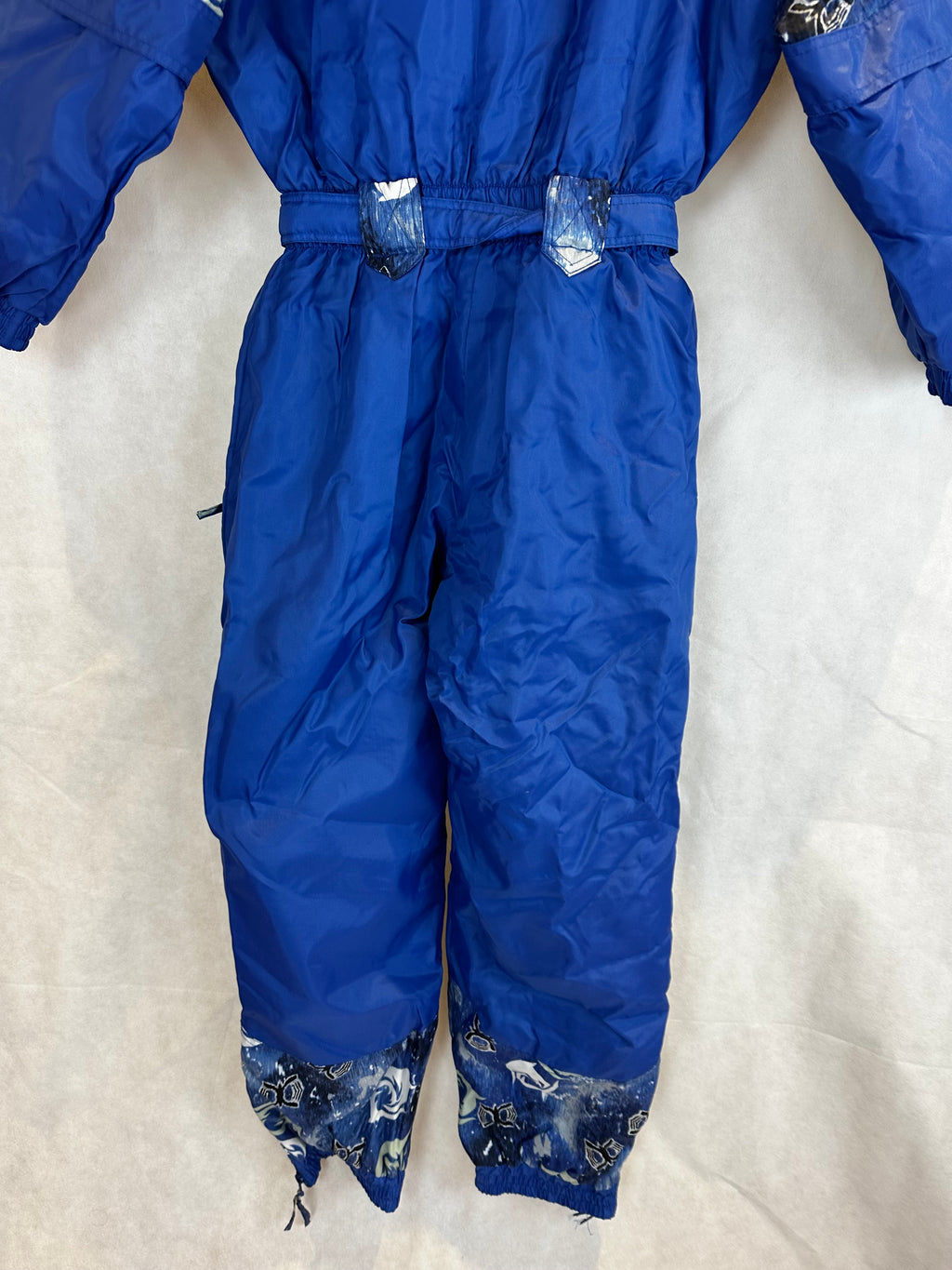 Vintage Skioverall in blau mit muster