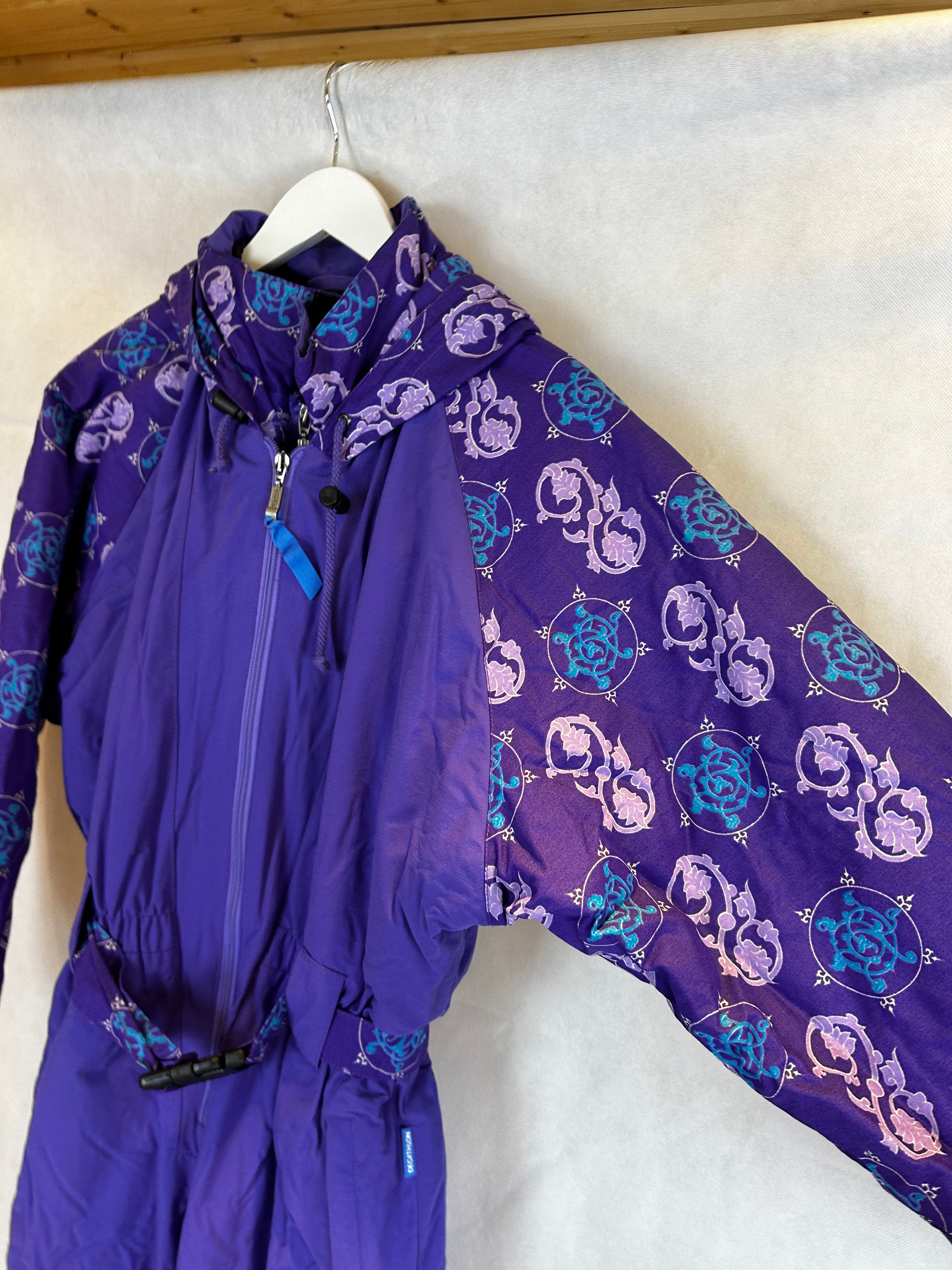Vintage Skioverall von in Lila mit Muster in S