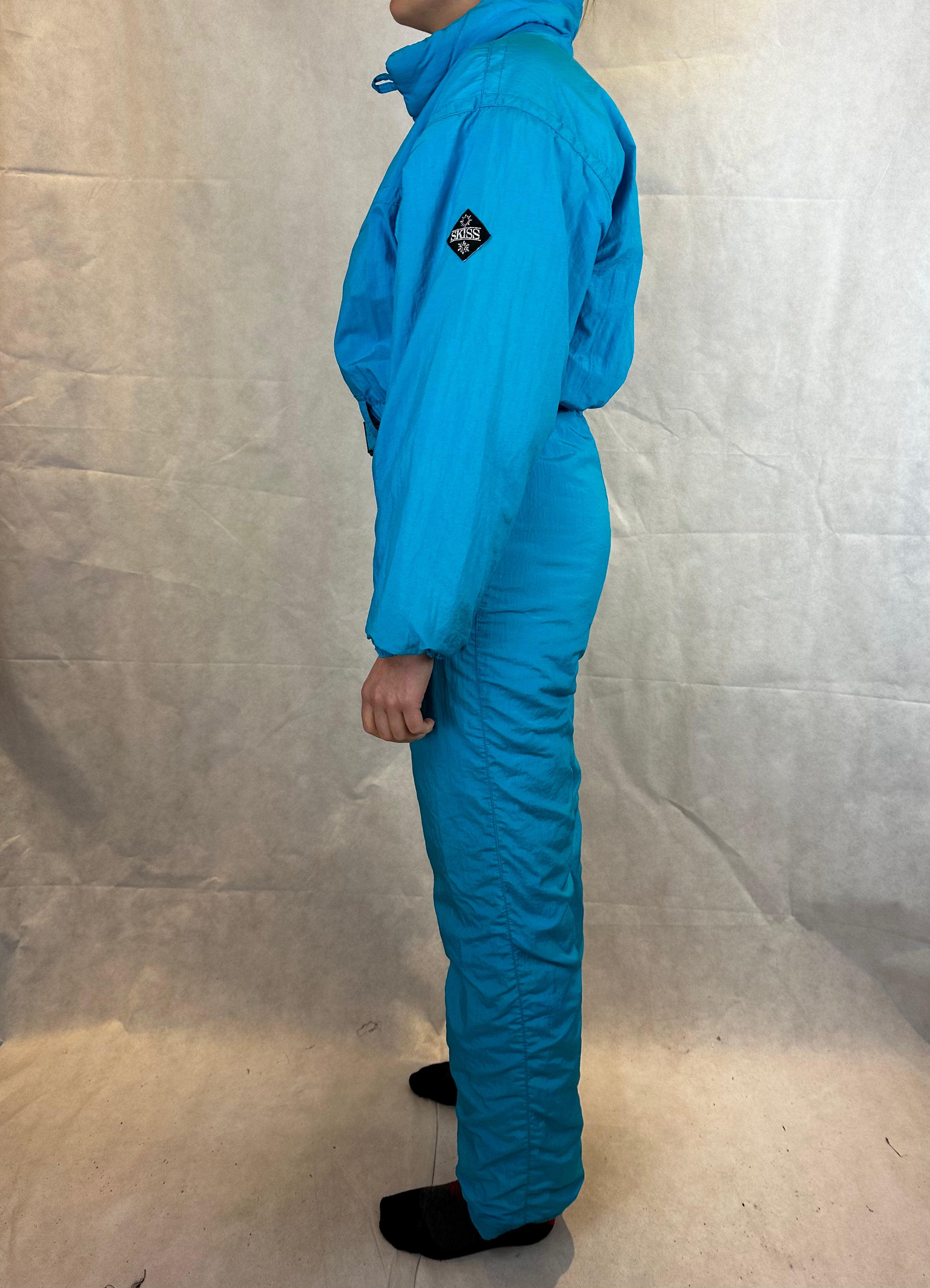 Vintage Skioverall in S/M blau/turkis