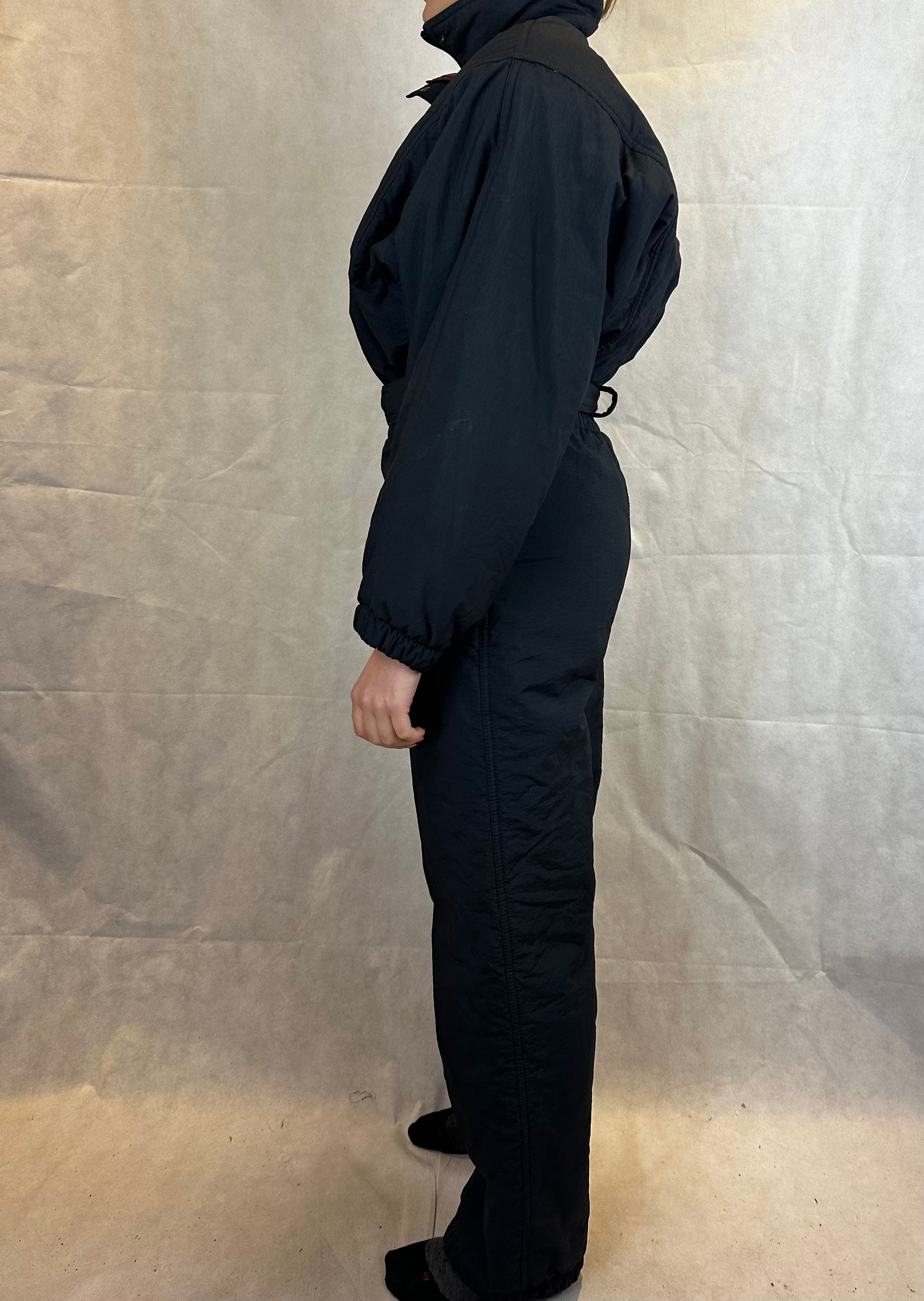 Vintage Skioverall in schwarz in S/M