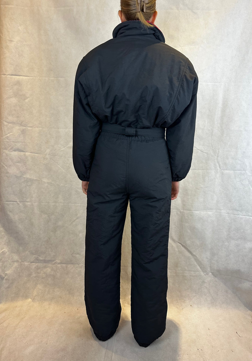 Vintage Skioverall in schwarz in S/M