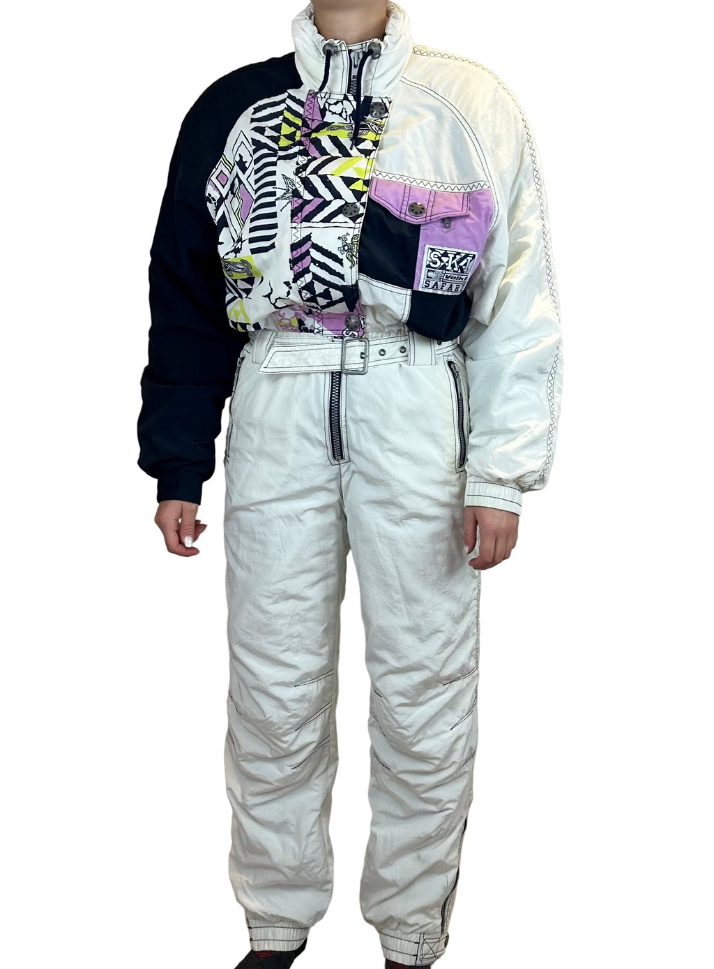Vintage Skioverall in weiss in S/M