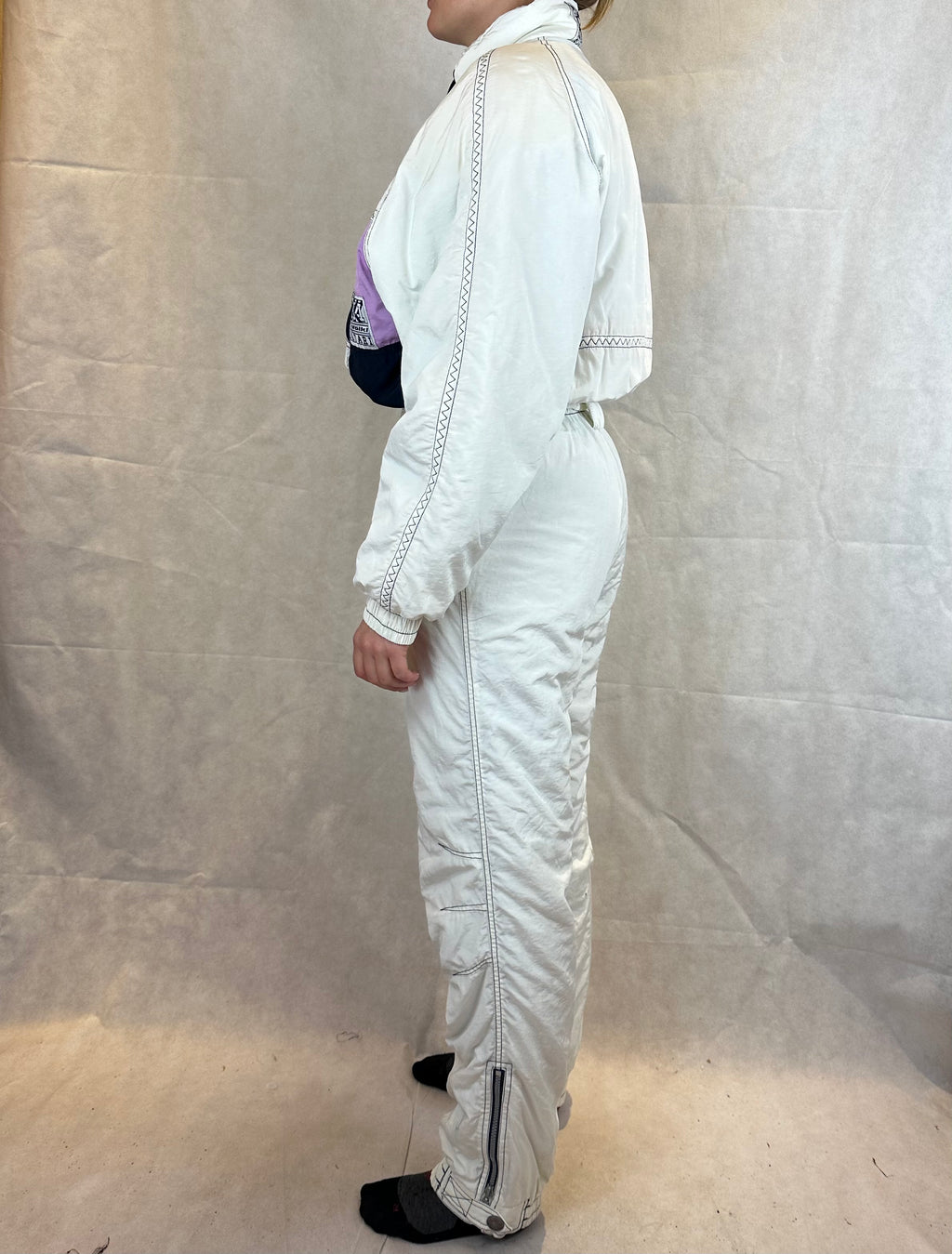 Vintage Skioverall in weiss in S/M