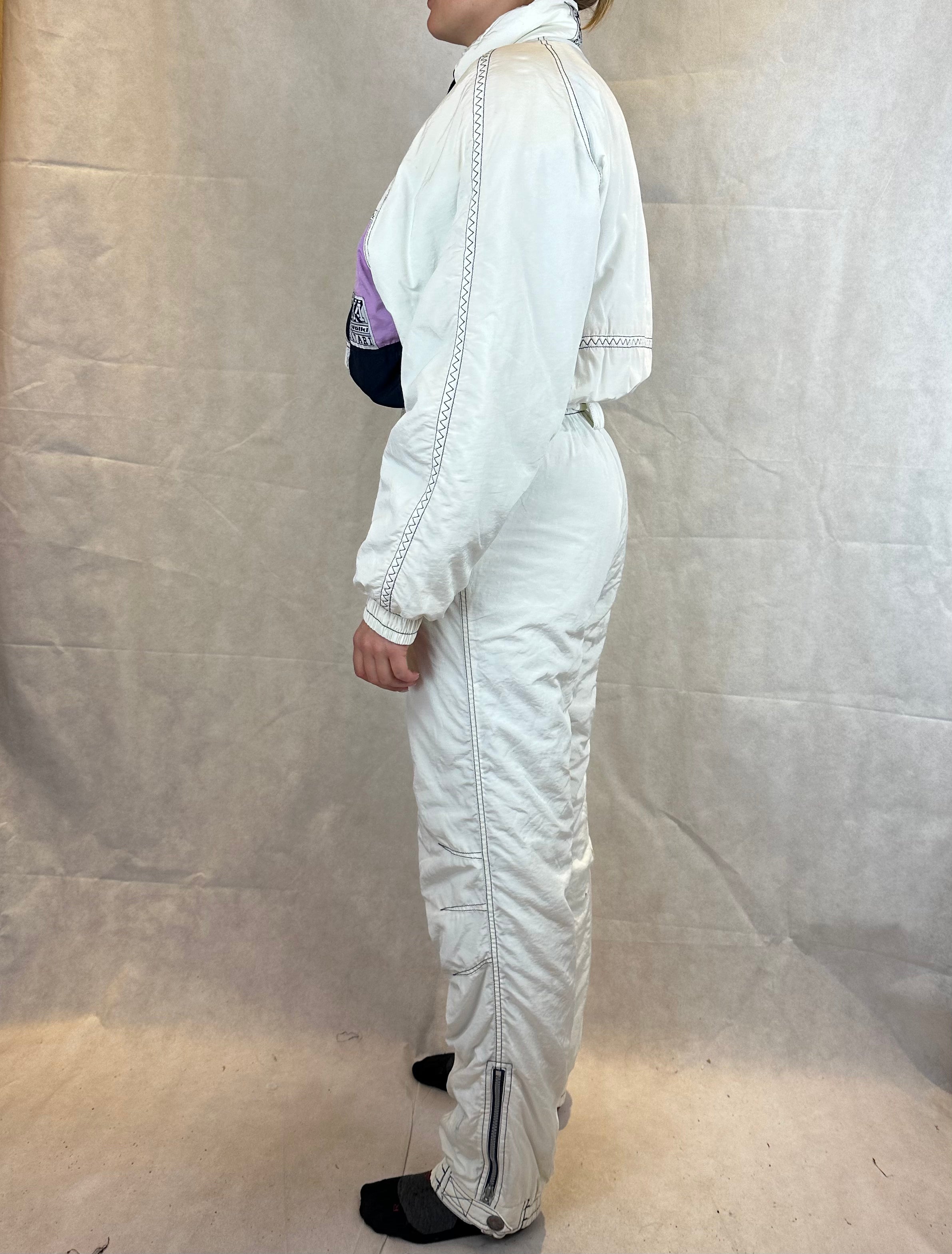 Vintage Skioverall in weiss in S/M