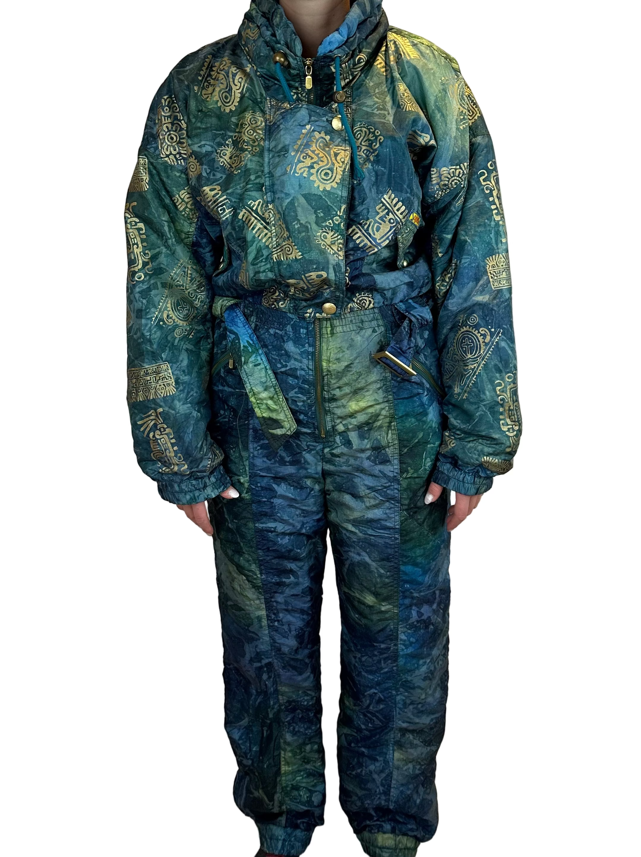 Vintage Skioverall in grün in S/M