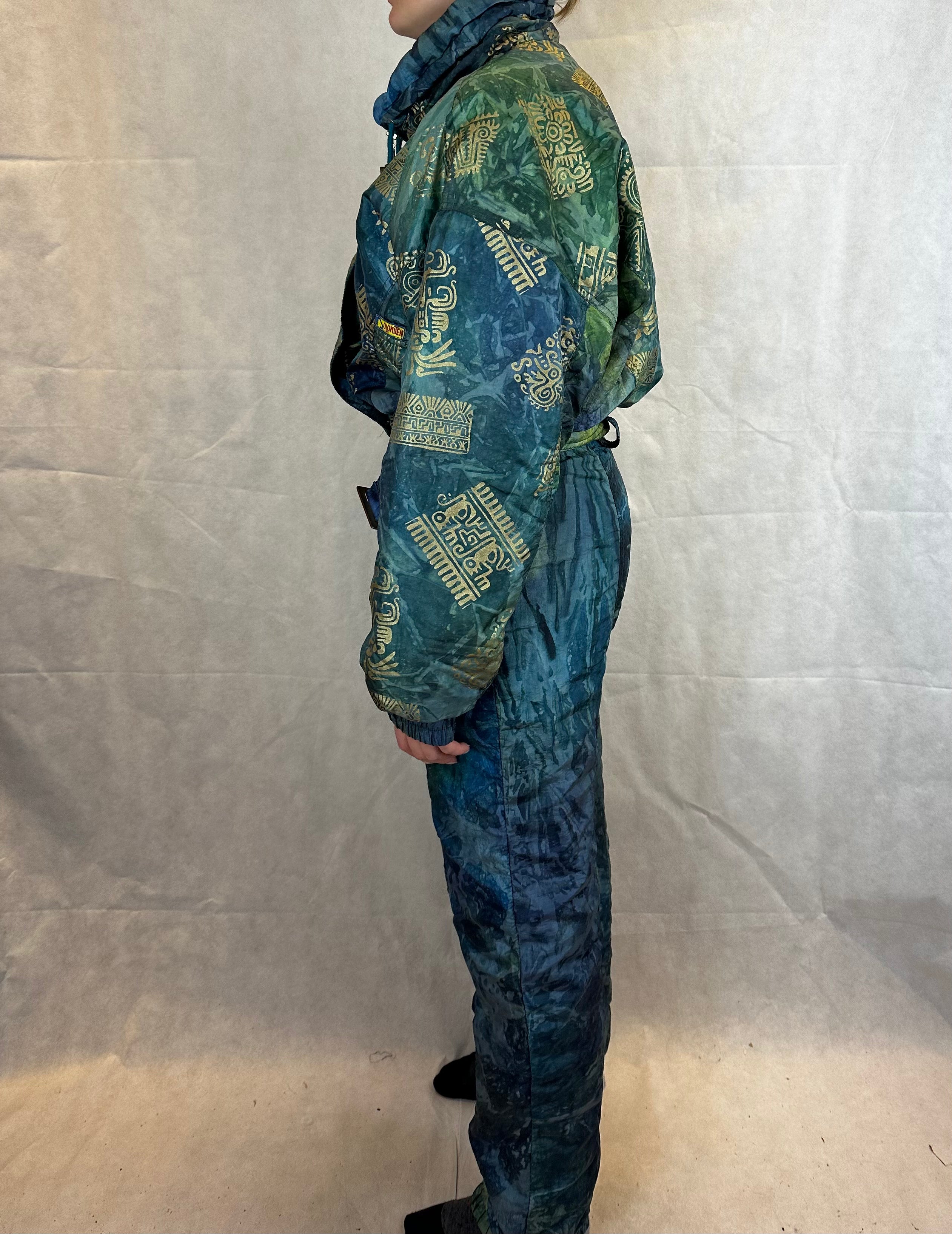 Vintage Skioverall in grün in S/M