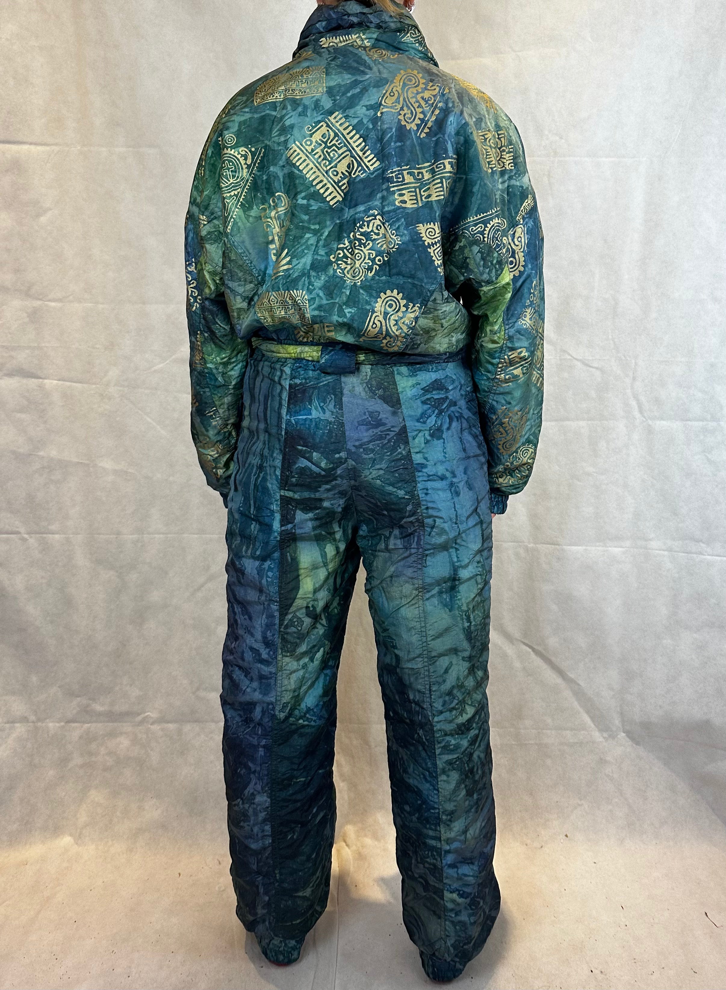 Vintage Skioverall in grün in S/M