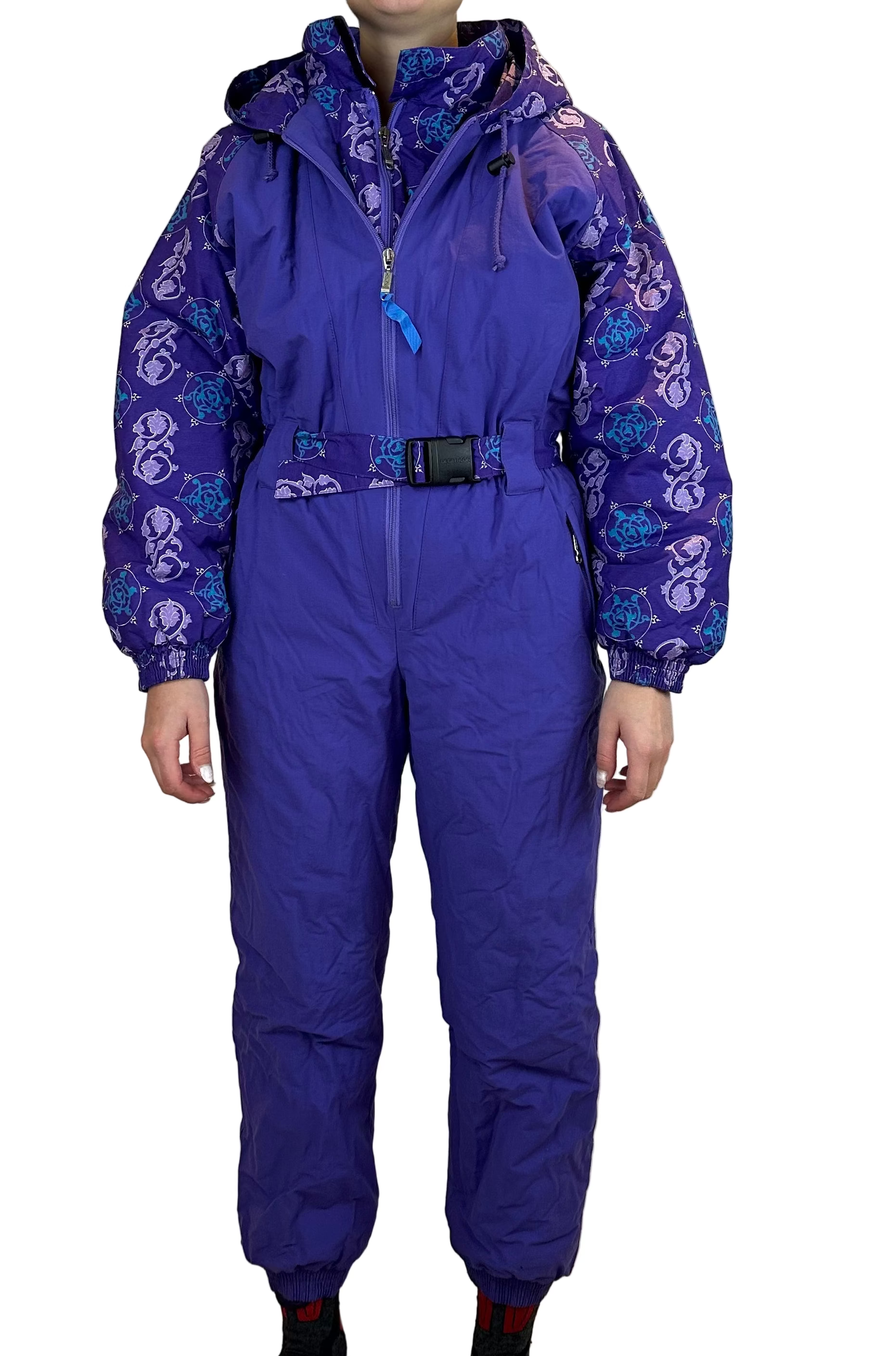 Vintage Skioverall von in Lila mit Muster in S