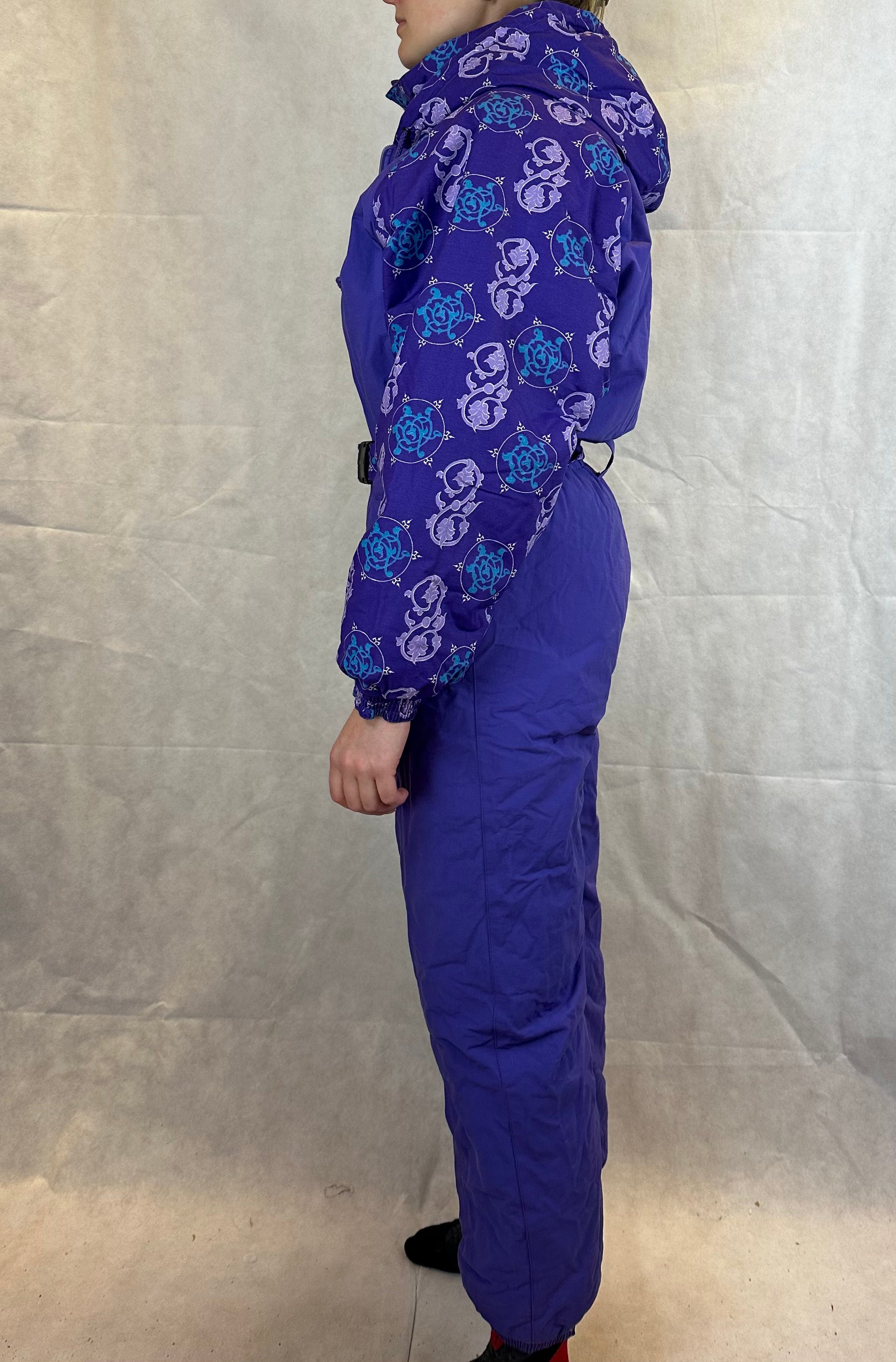 Vintage Skioverall von in Lila mit Muster in S