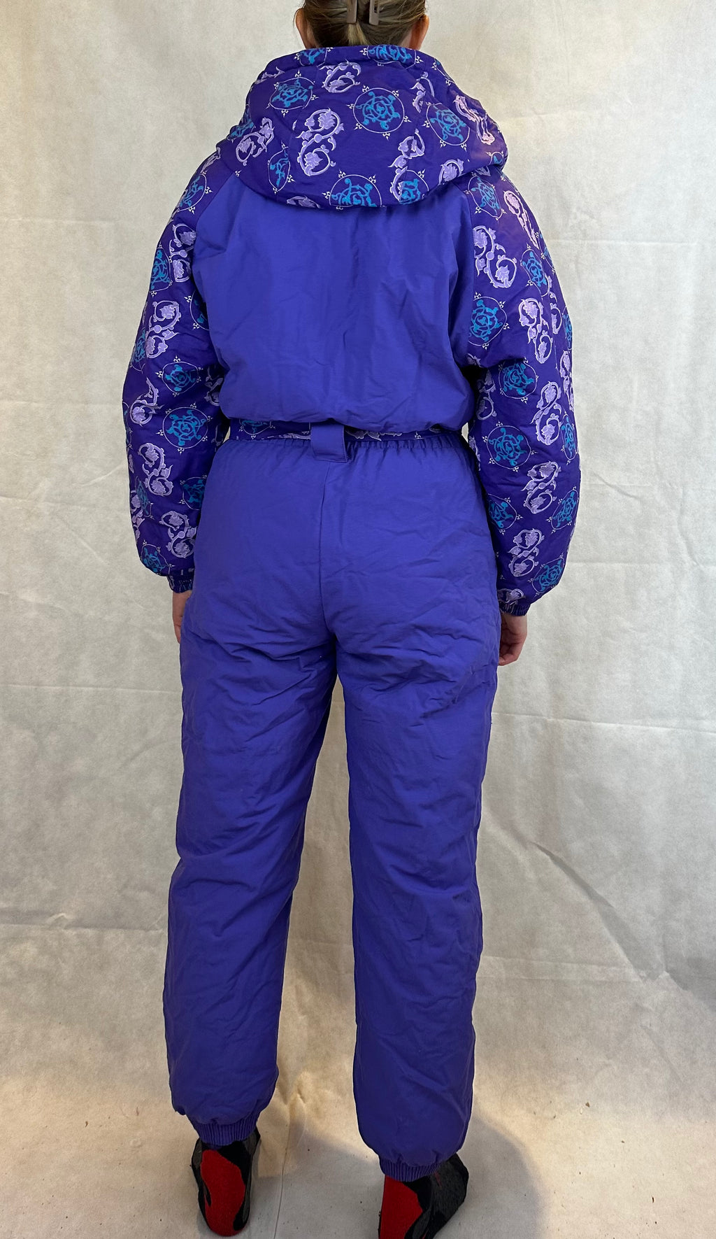 Vintage Skioverall von in Lila mit Muster in S
