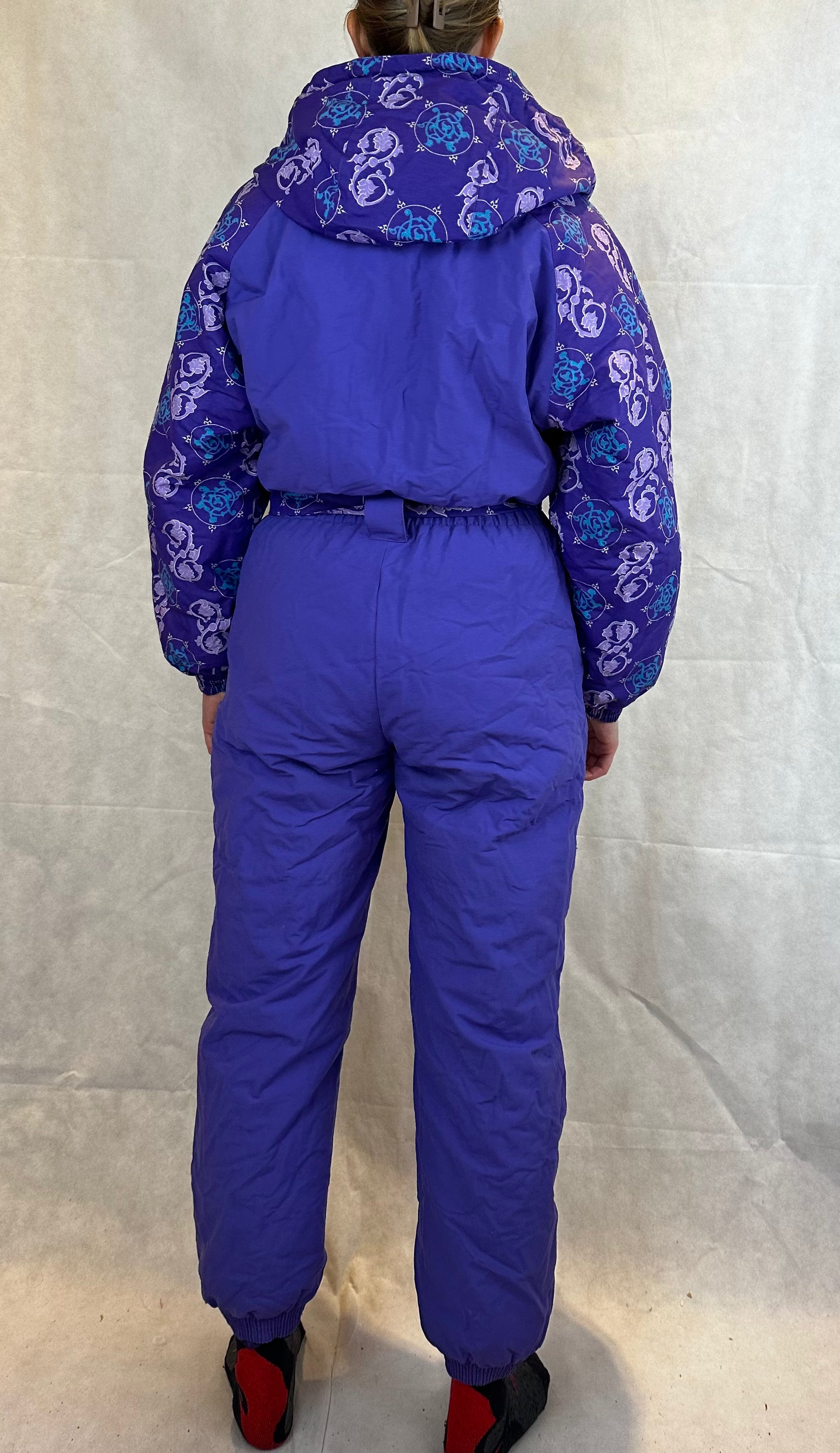 Vintage Skioverall von in Lila mit Muster in S