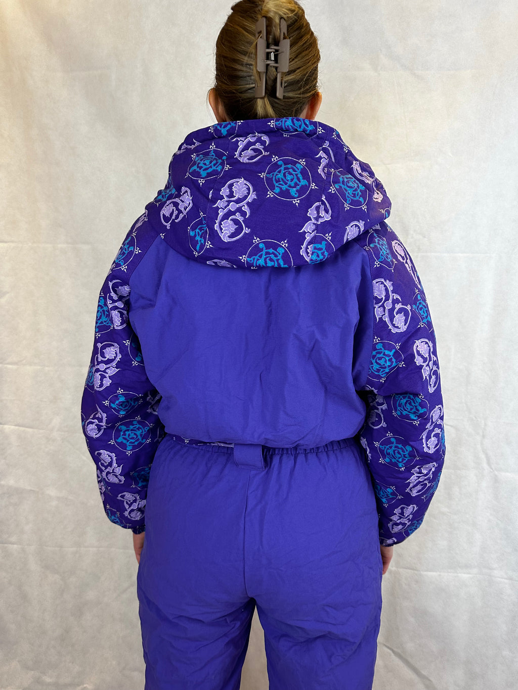 Vintage Skioverall von in Lila mit Muster in S