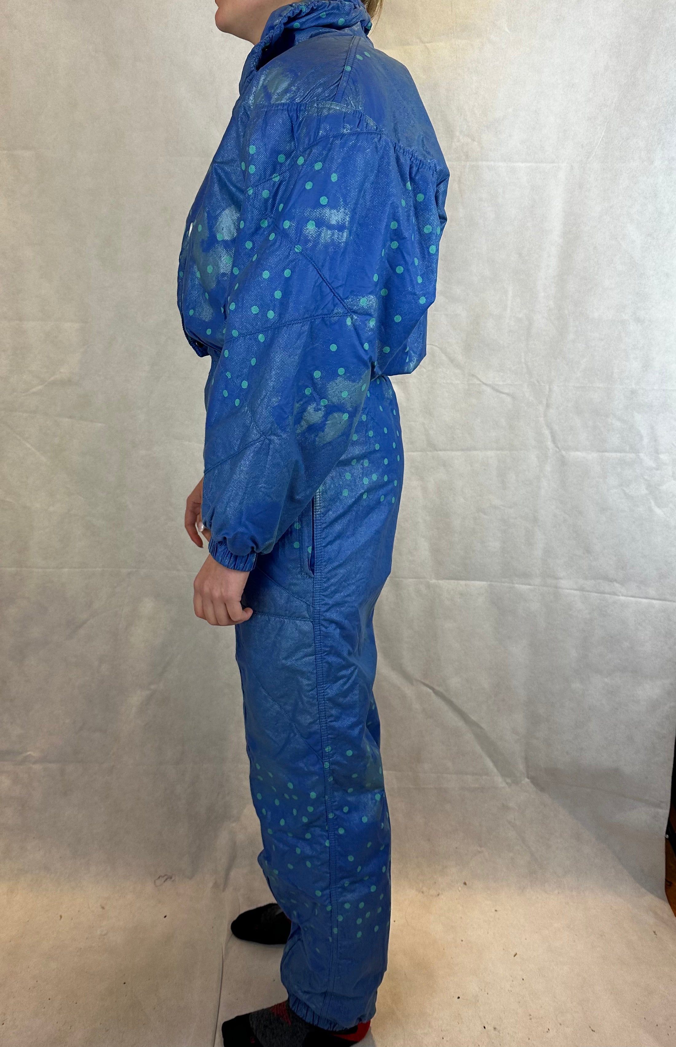 Vintage Skioverall in blau in S/M