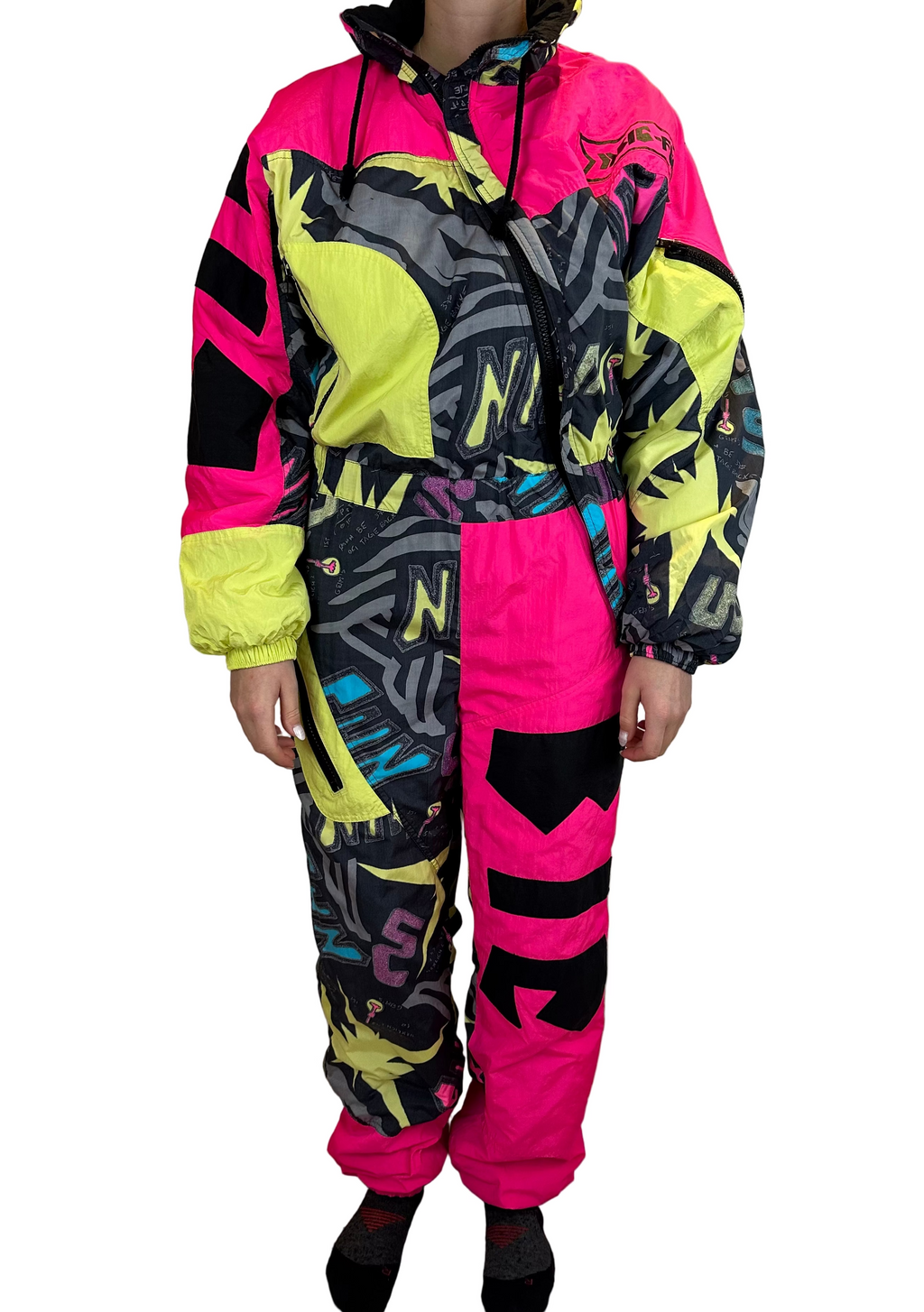 Vintage Skioverall in bunt in S/M