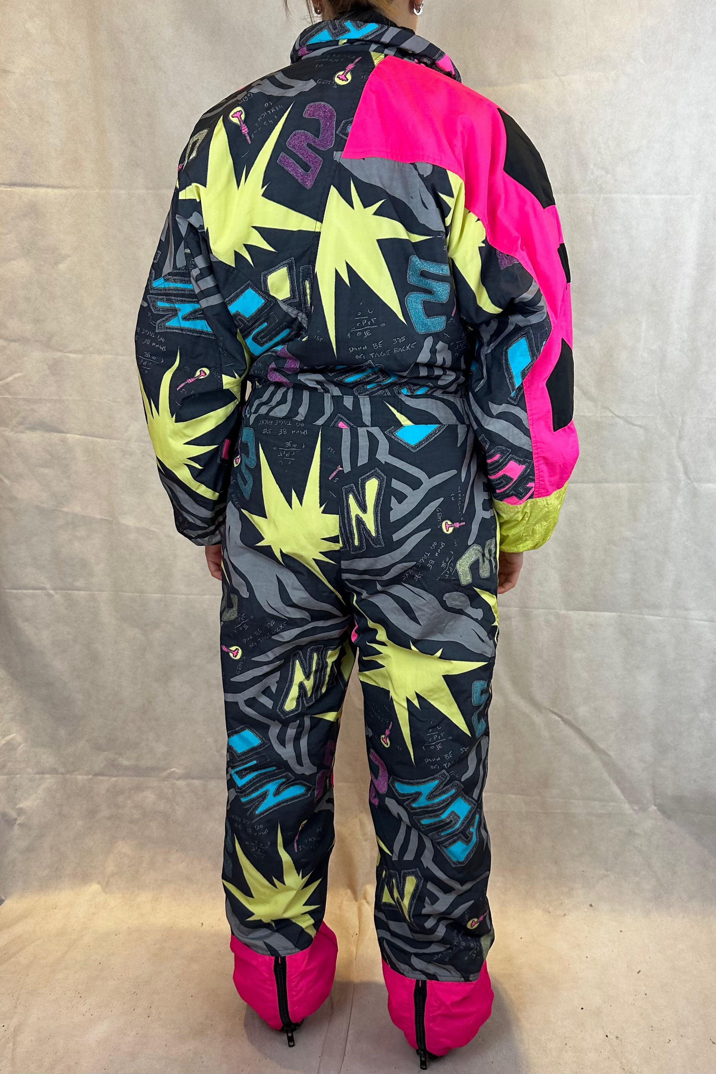 Vintage Skioverall in bunt in S/M