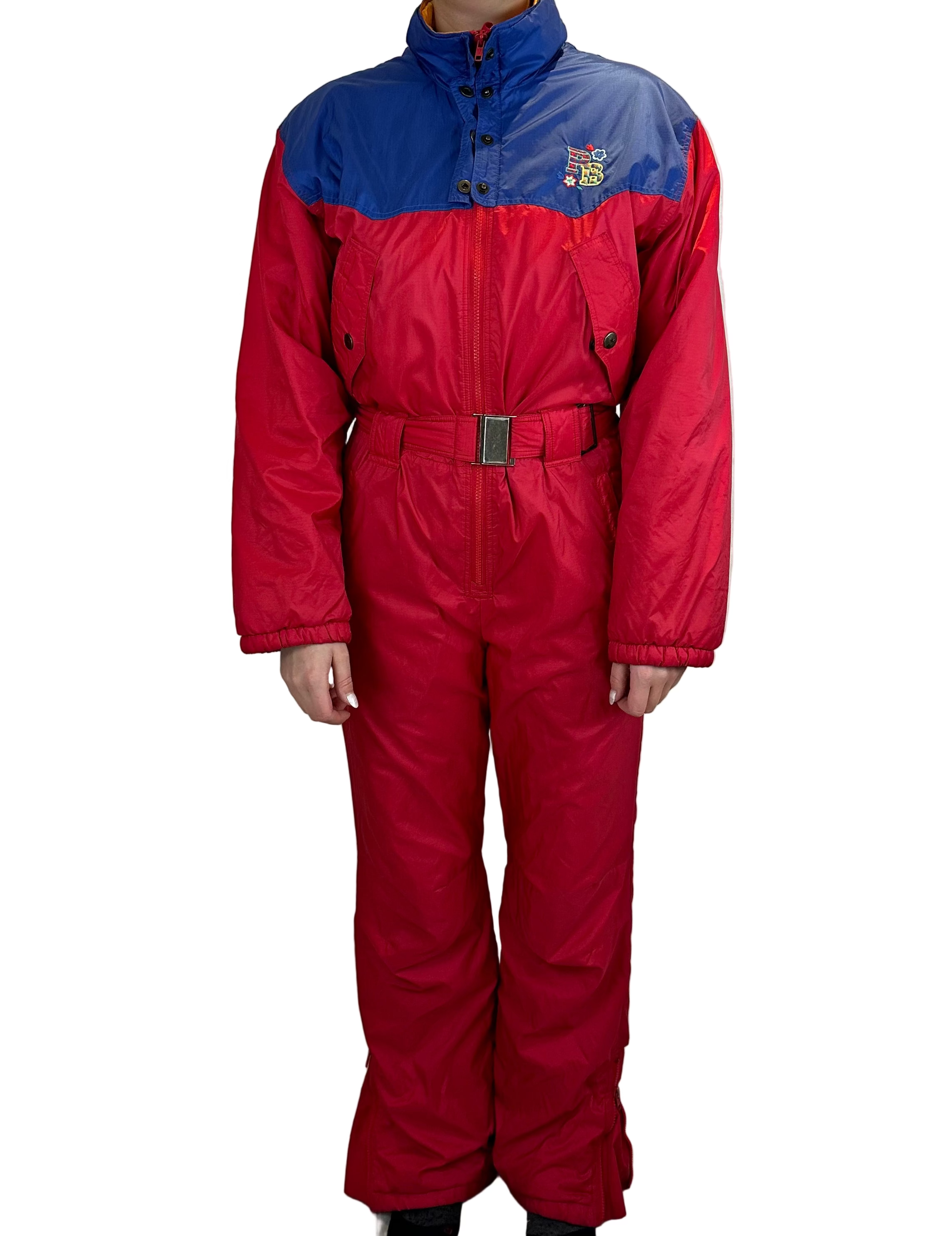 Vintage Skioverall in rot/blau in S