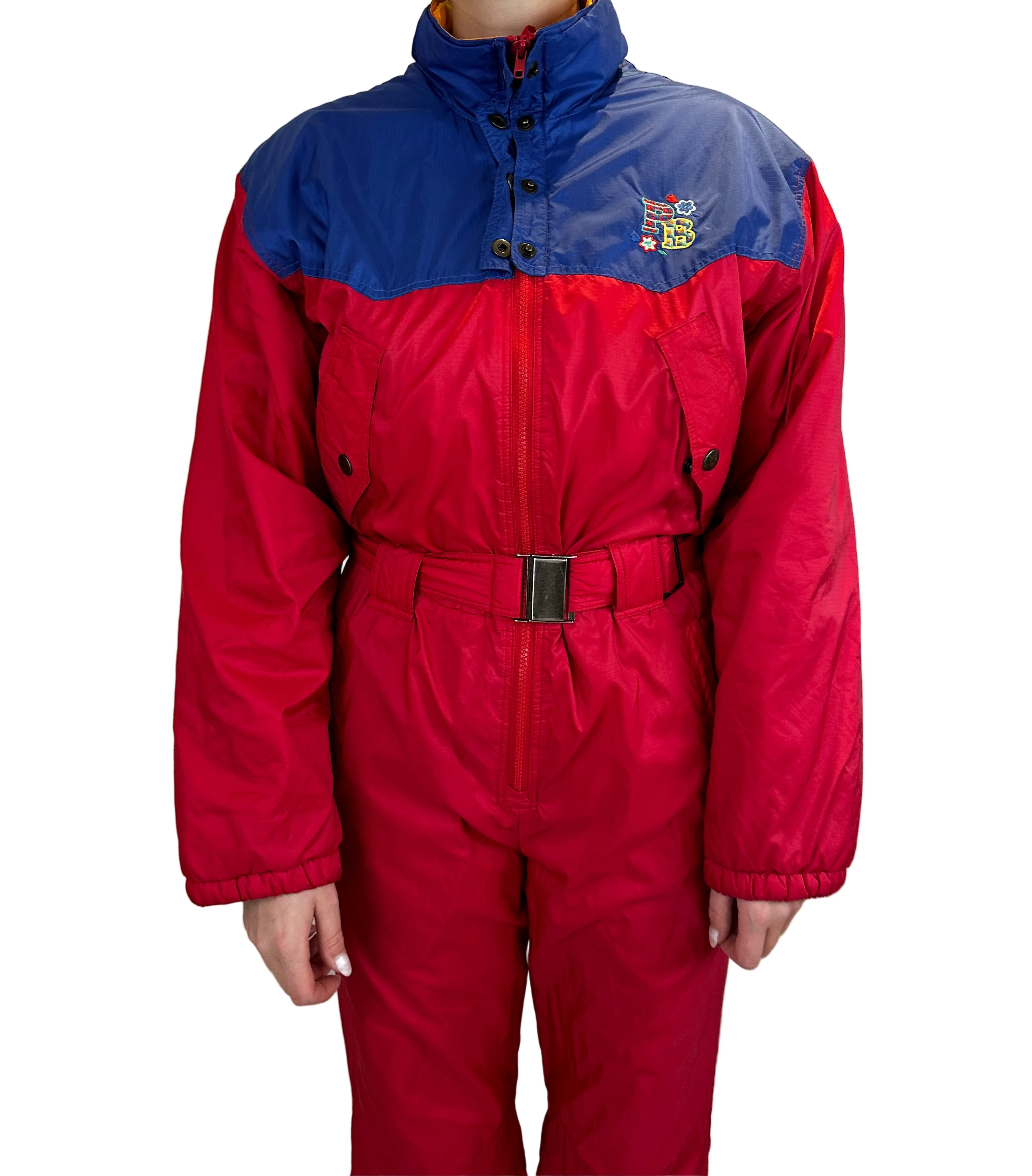 Vintage Skioverall in rot/blau in S