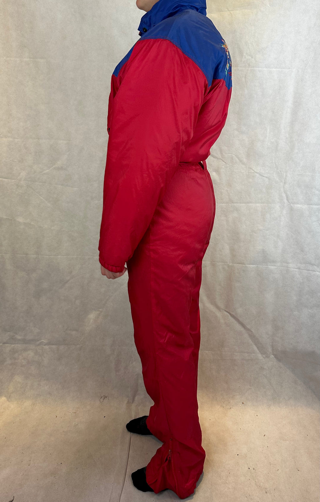 Vintage Skioverall in rot/blau in S