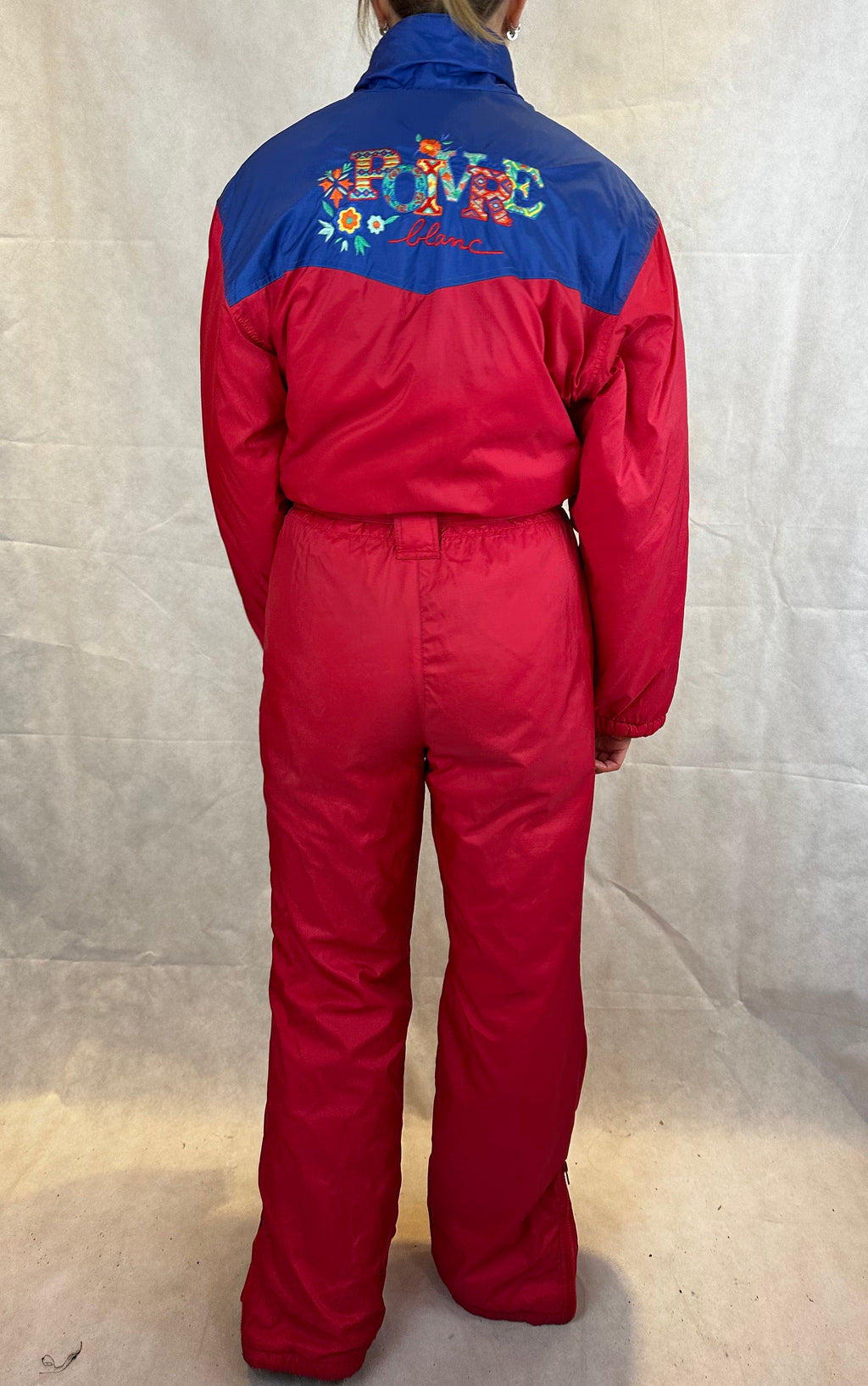 Vintage Skioverall in rot/blau in S