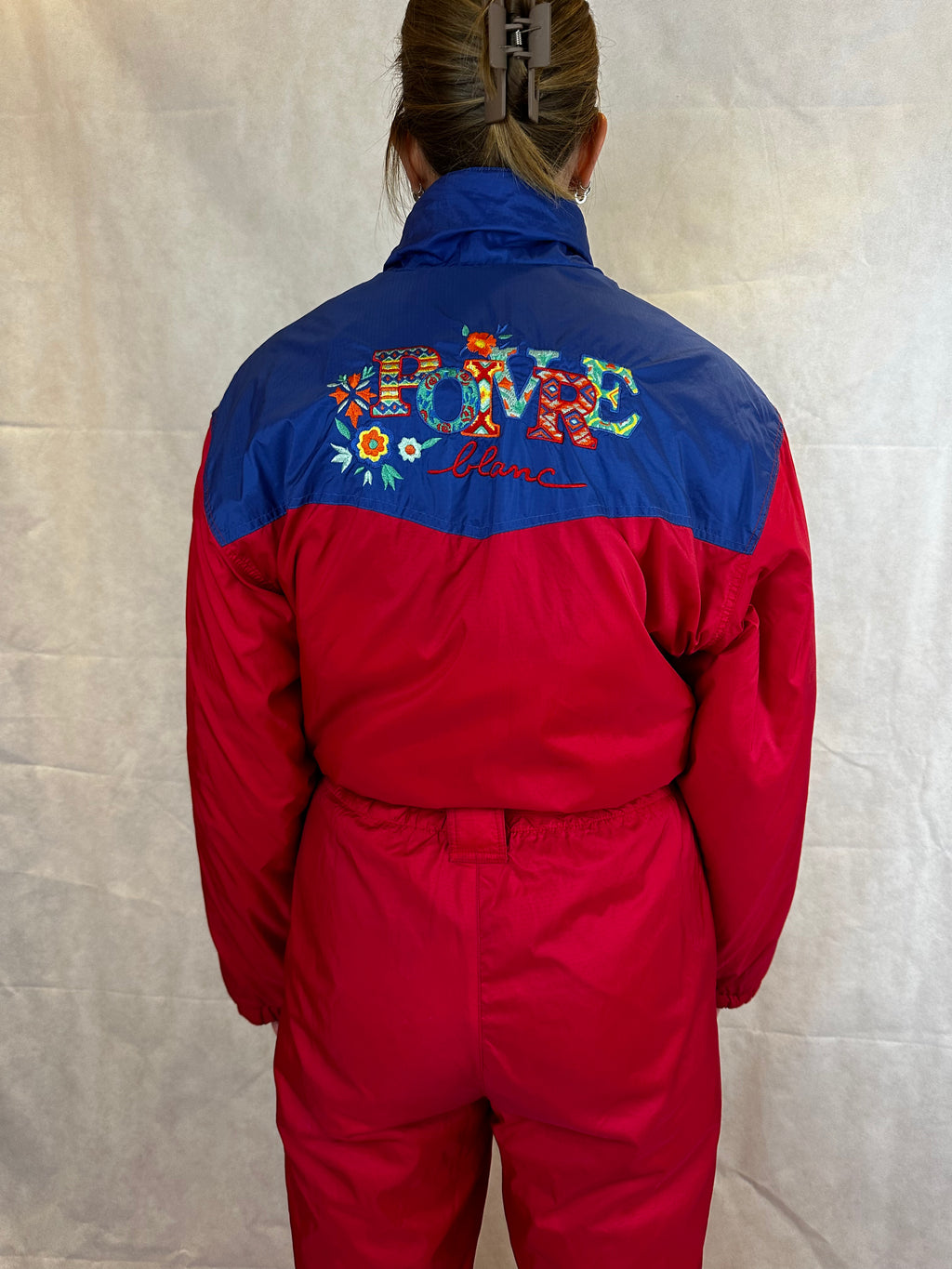 Vintage Skioverall in rot/blau in S