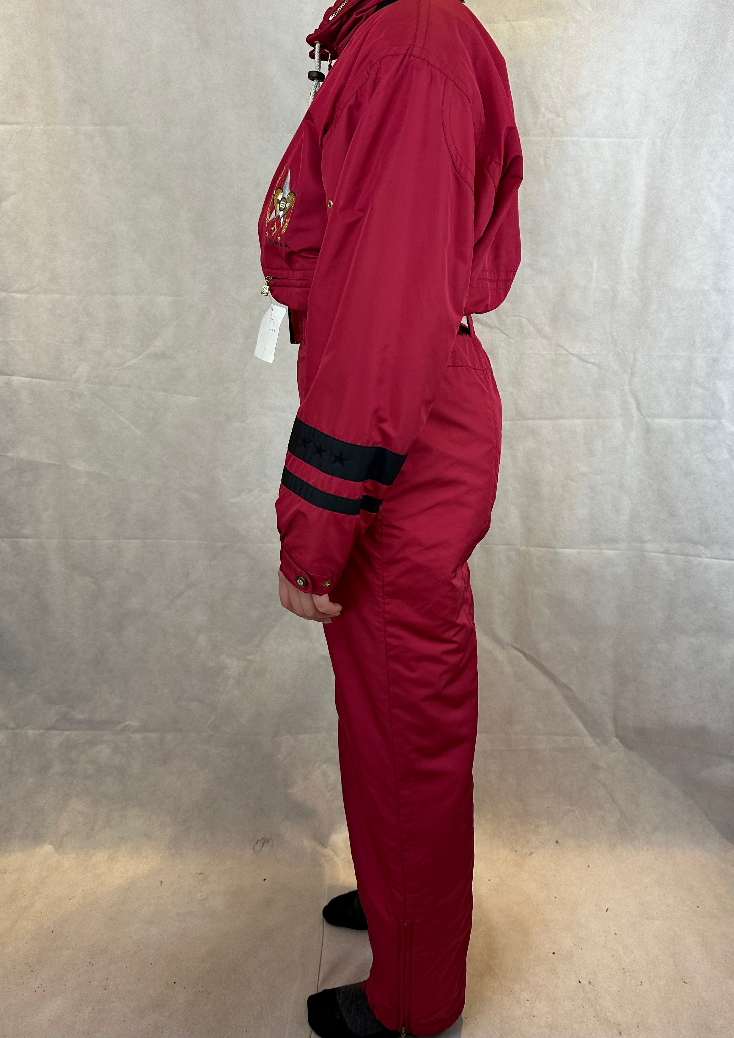 Vintage Skioverall von BOGNER komplett NEU in rot