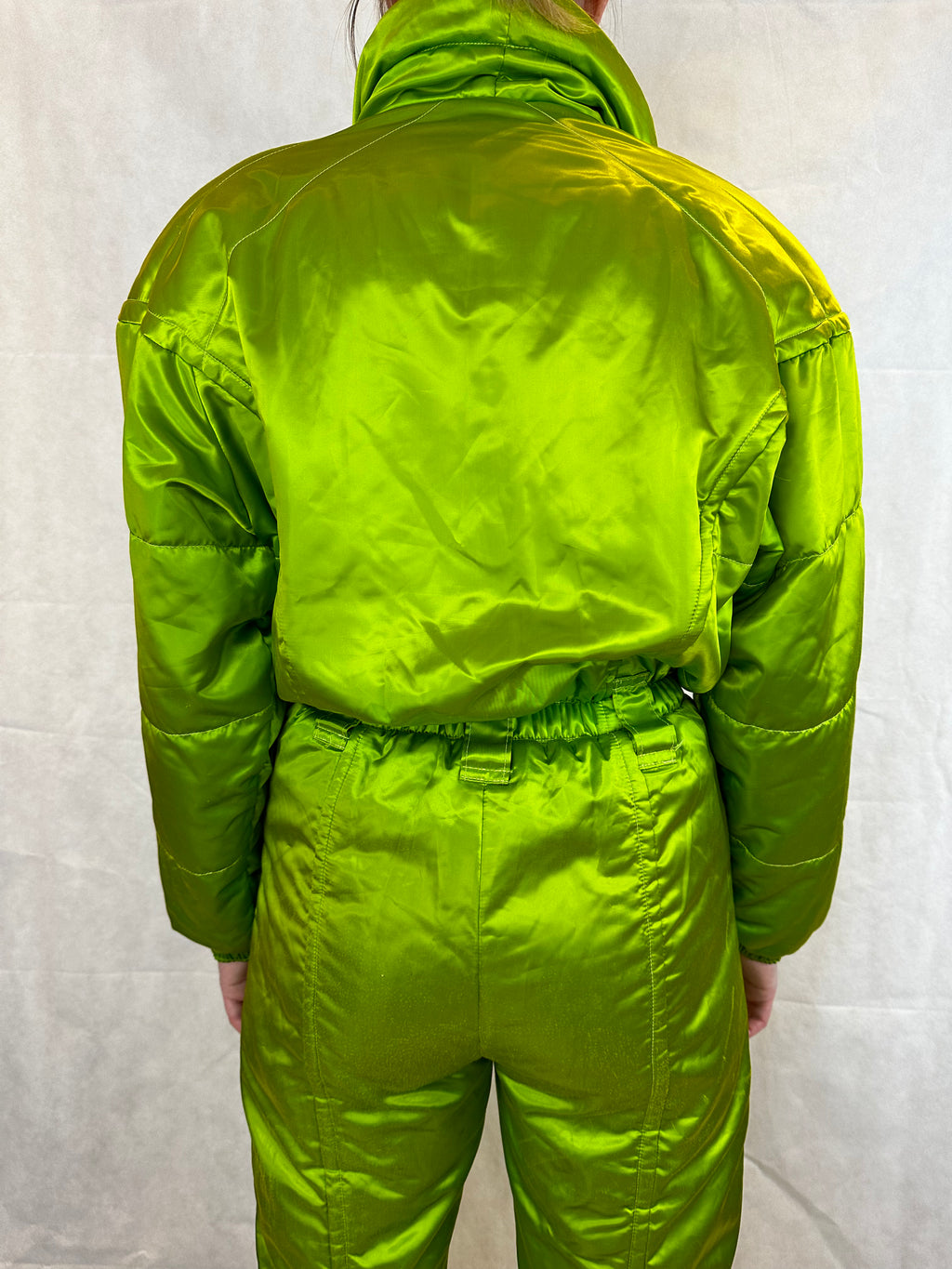 Vintage Skioverall in Grün mit glanz S/M