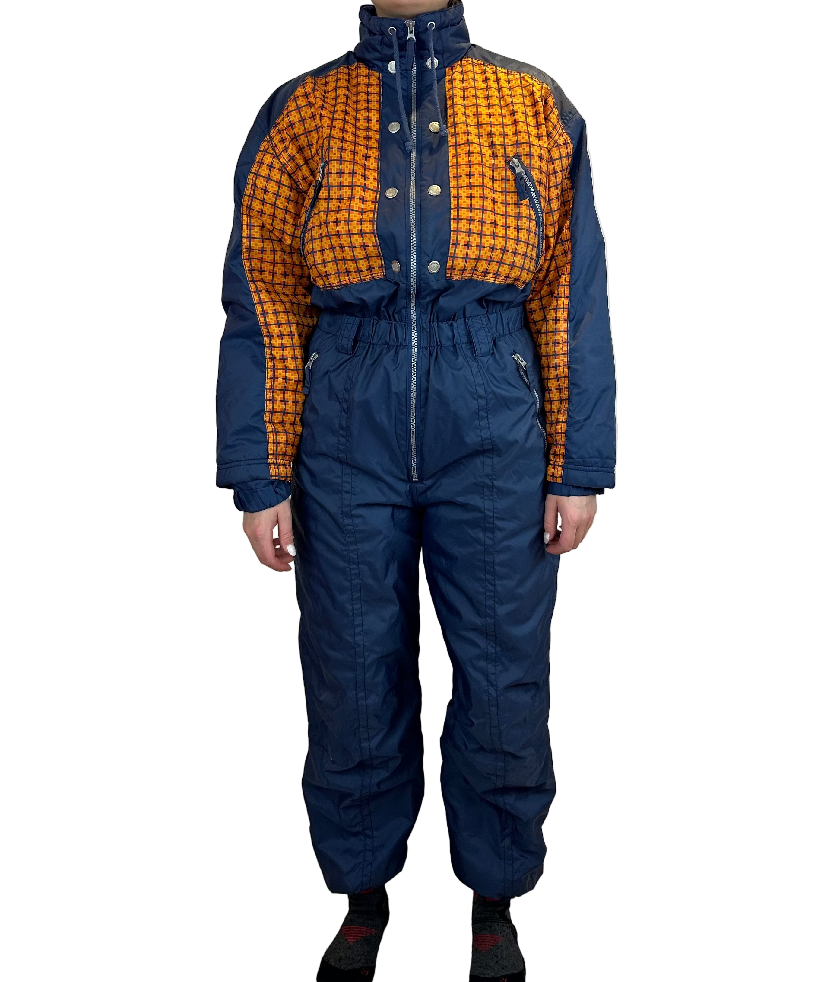 Vintage Skioverall in blau orange S/M