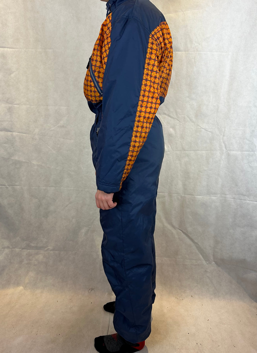 Vintage Skioverall in blau orange S/M