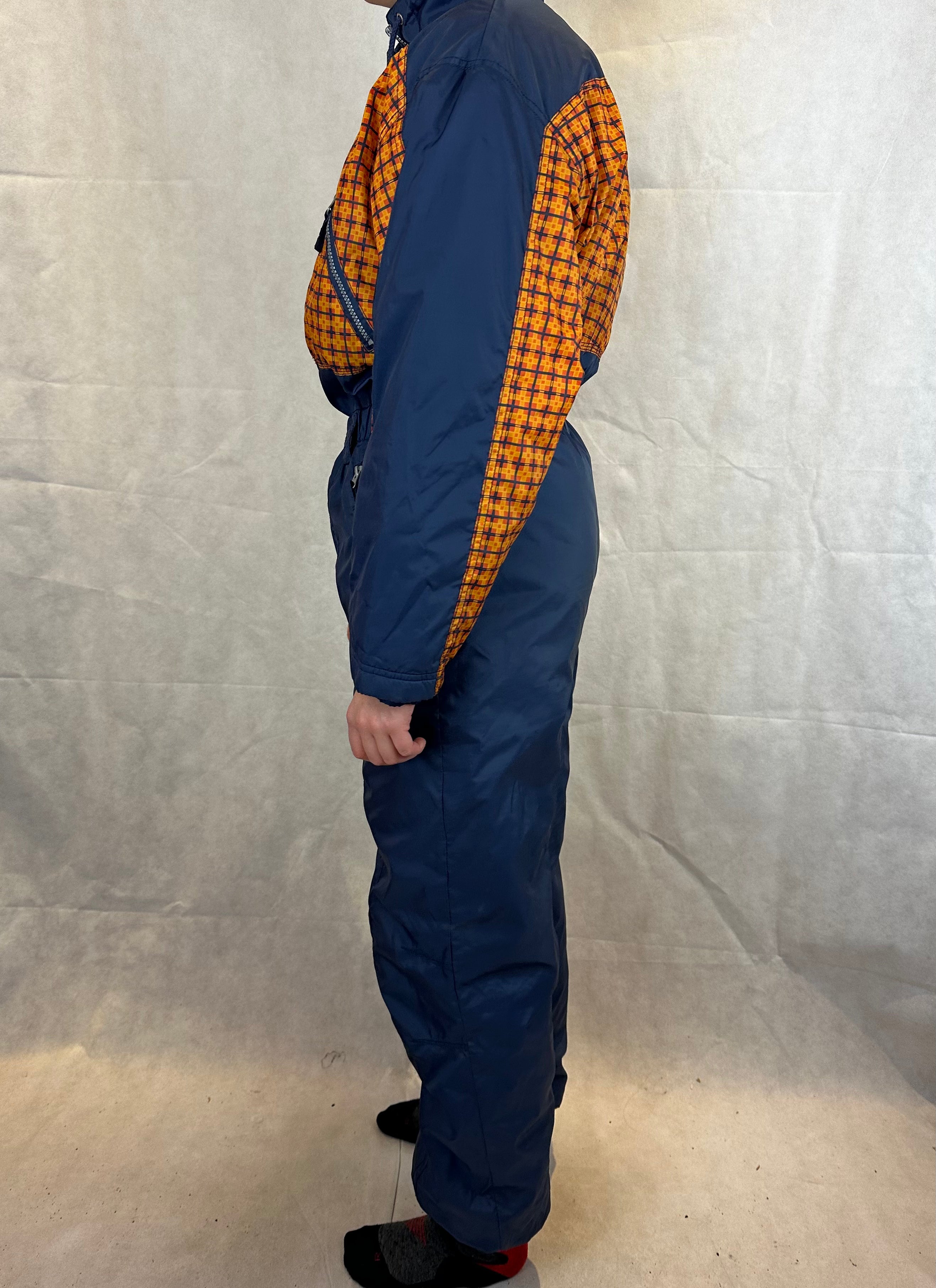 Vintage Skioverall in blau orange S/M