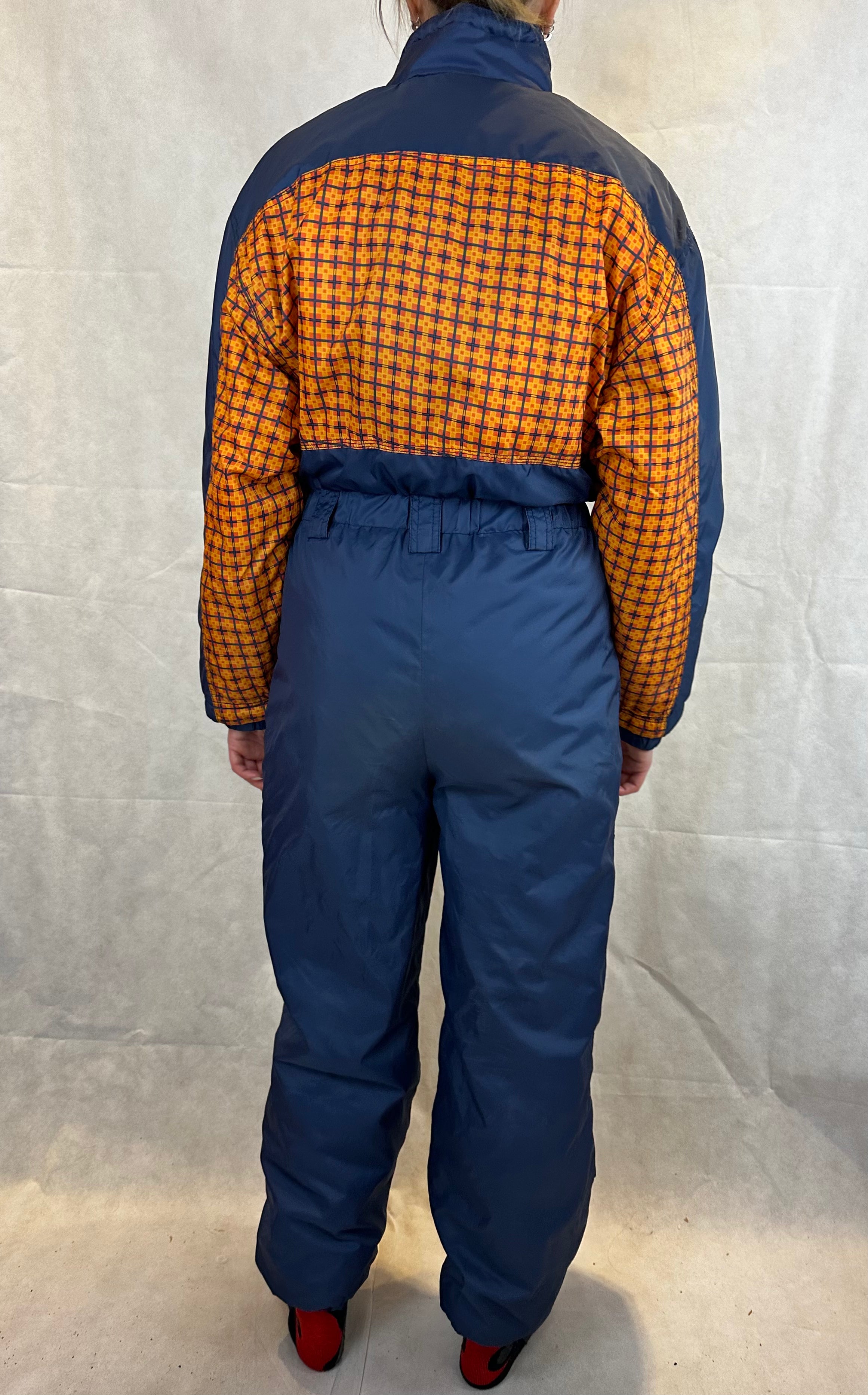 Vintage Skioverall in blau orange S/M