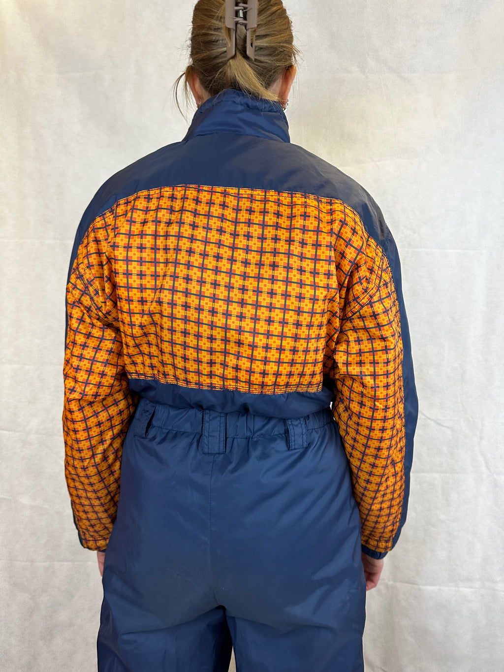Vintage Skioverall in blau orange S/M