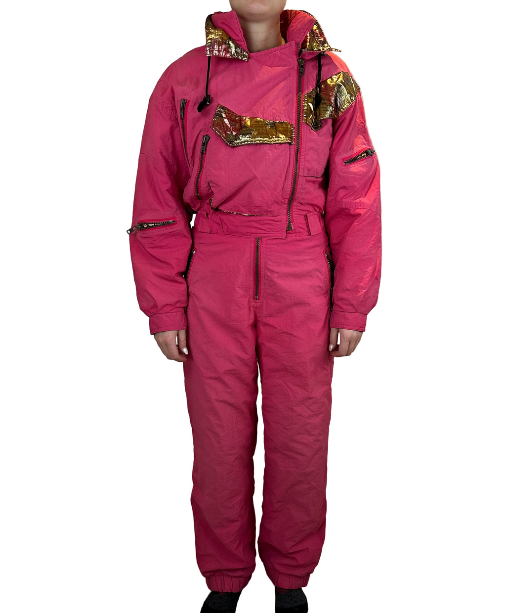 Vintage Skioverall von Sergio tachi in rosa/gold S/M